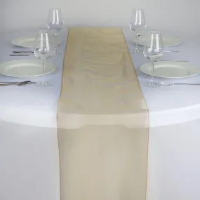 10 Pack Gold Sheer Organza Table Runners - 14"x108"