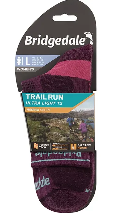 Bridgedale Women's Trail Run Ultra-Light Merino Crew Sock