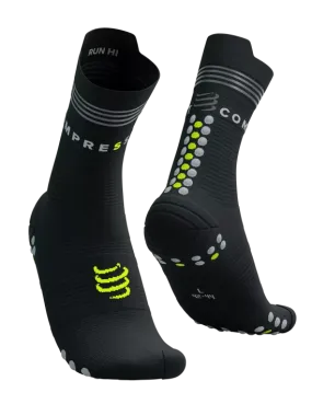 Compressport Unisex's Pro Racing Socks V4.0 Run High Flash - Black/Fluo Yellow