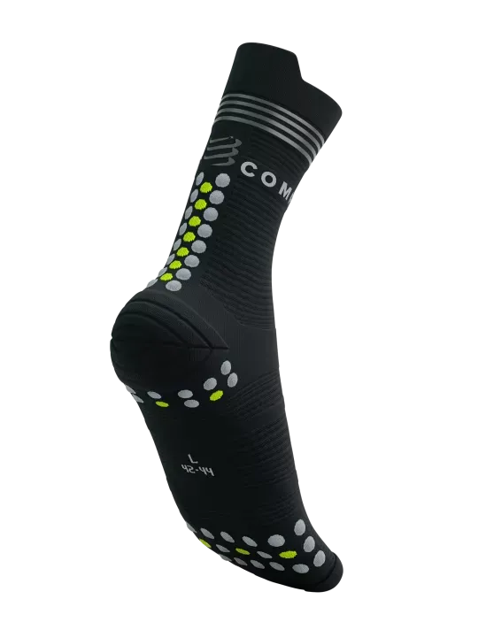 Compressport Unisex's Pro Racing Socks V4.0 Run High Flash - Black/Fluo Yellow