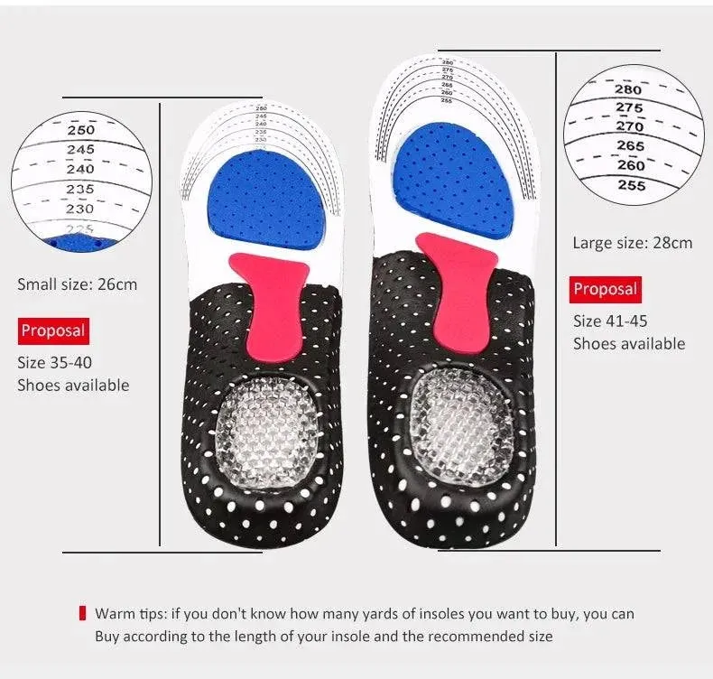 Cuttable Silicone Insoles for Shoe Men Women Orthotic Arch Support Sport Shoe Pad Soft Running Insert Cushion Memory Foam Insole