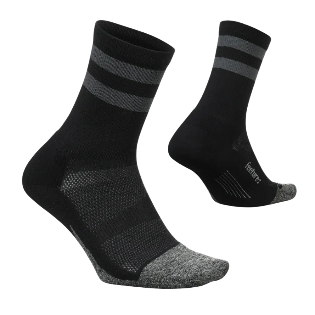 Feetures - Elite Light Cushion Mini-Crew - Black High Top Stripe