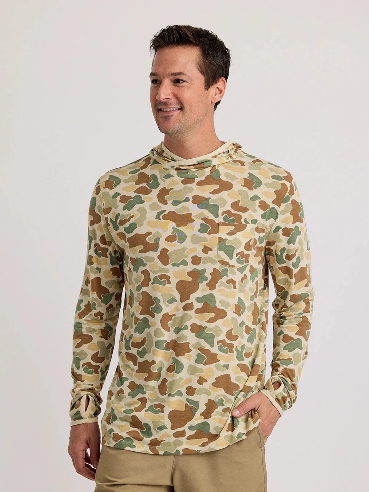 Free Fly Men's Bamboo Lightweight Hoodie in Limited: Vintage Camo