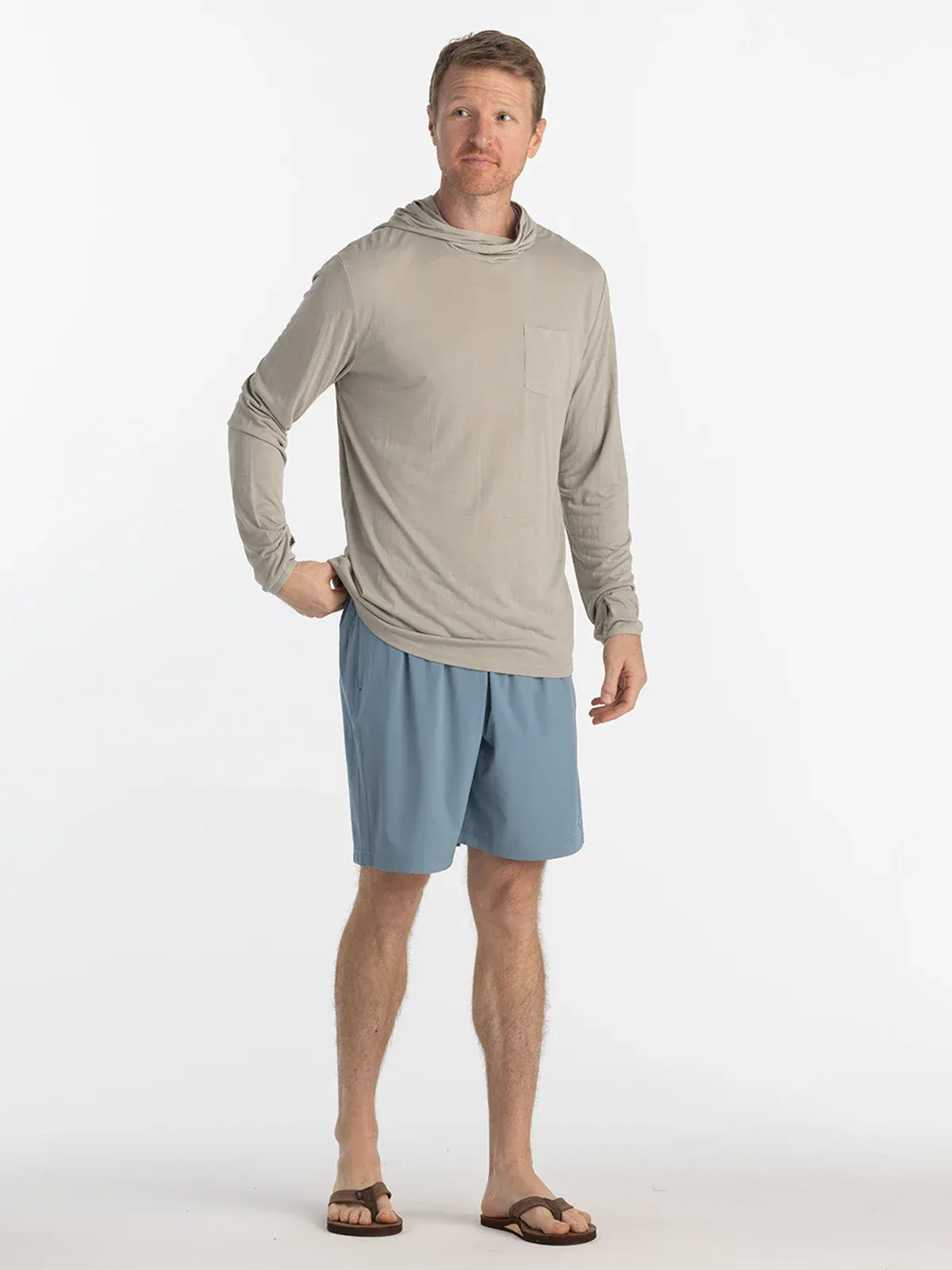 Free Fly Men's Bamboo Lightweight Hoodie in Sandstone