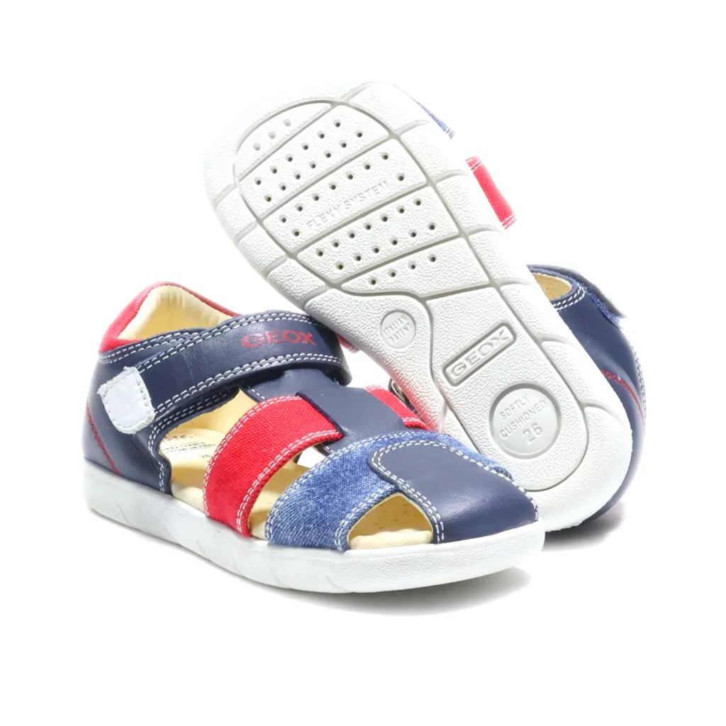 Geox Flat Sandals Canvas Blue Colour For Kids