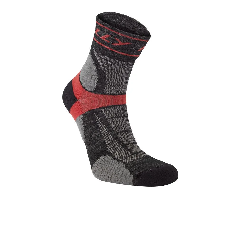 Hilly Mens Trail Anklet Medium Cushion Sports Running Socks - Black / Red