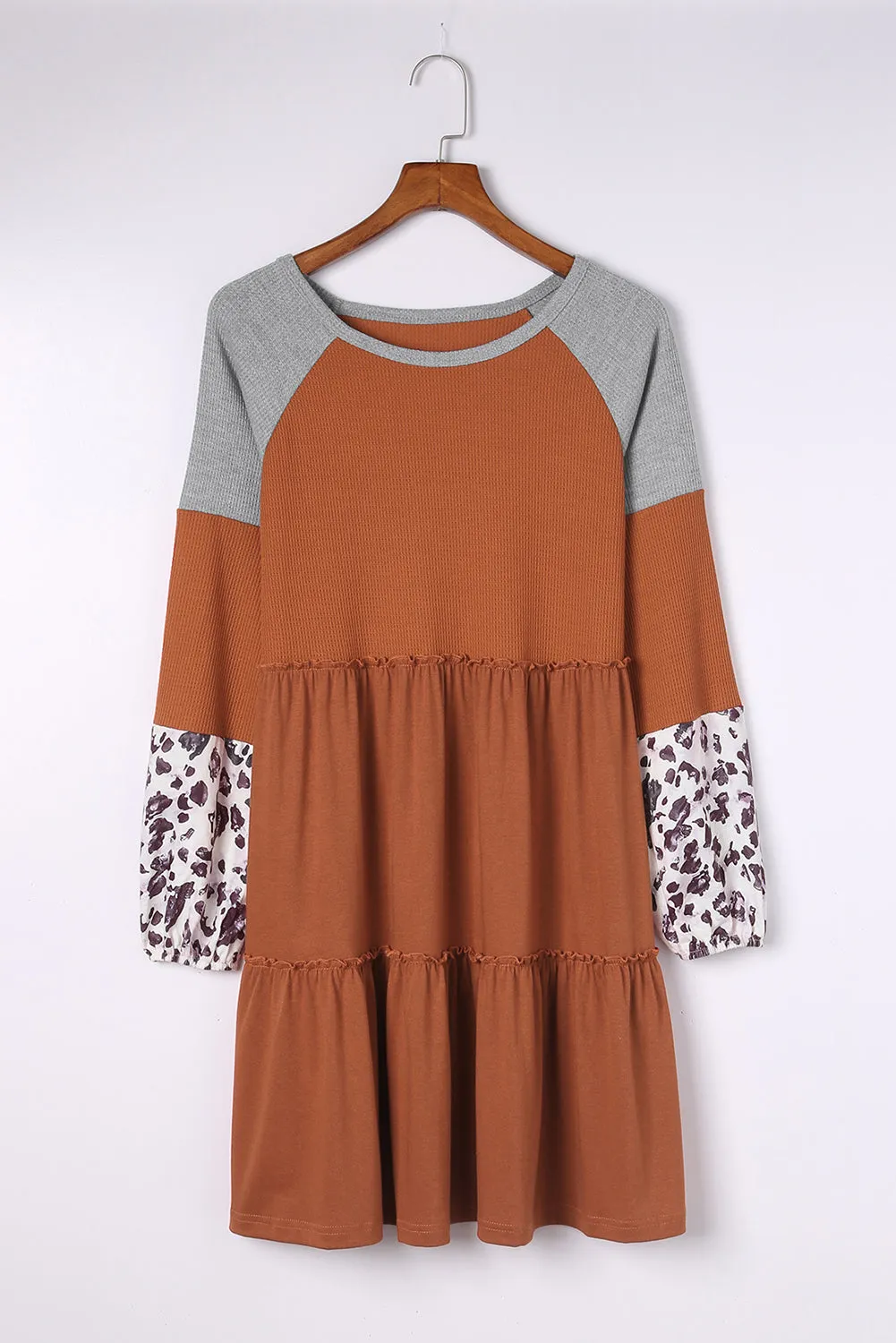 Leopard Colorblock Waffle Knit Dress