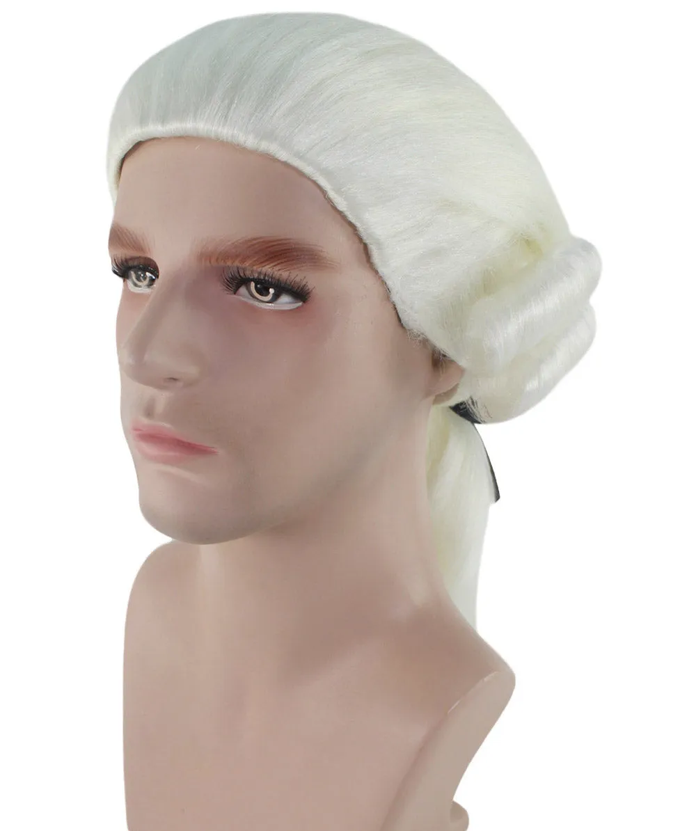 Mens Colonial Judge White Historical Wigs | Premium Breathable Capless Cap