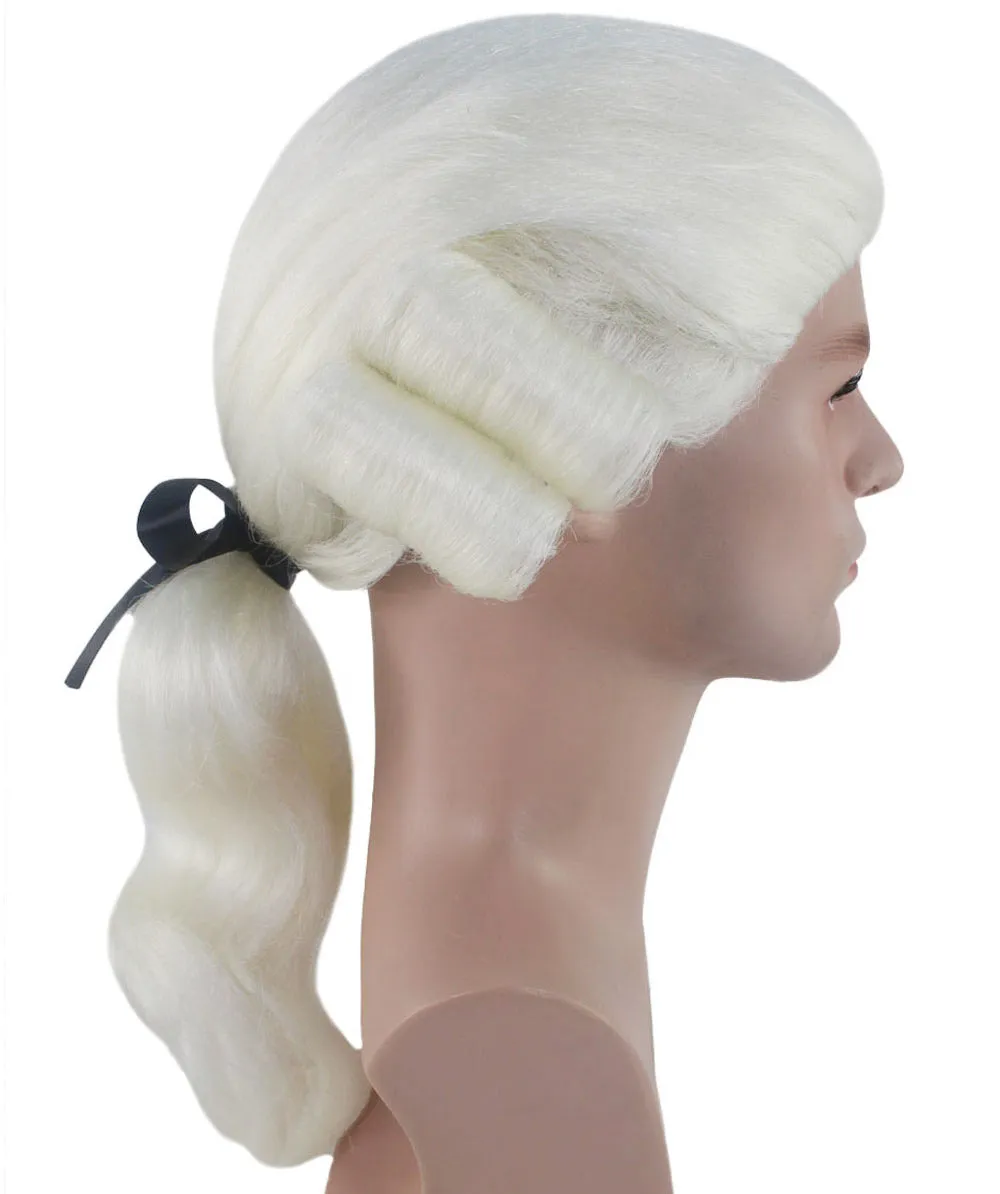 Mens Colonial Judge White Historical Wigs | Premium Breathable Capless Cap