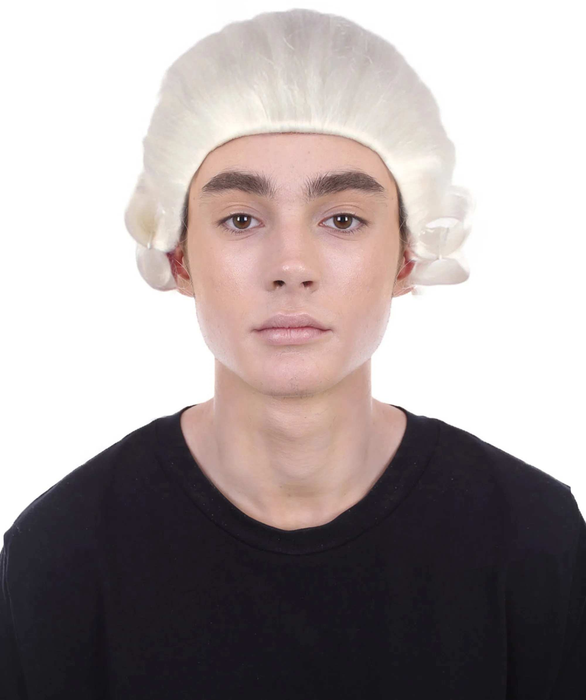 Mens Colonial Judge White Historical Wigs | Premium Breathable Capless Cap