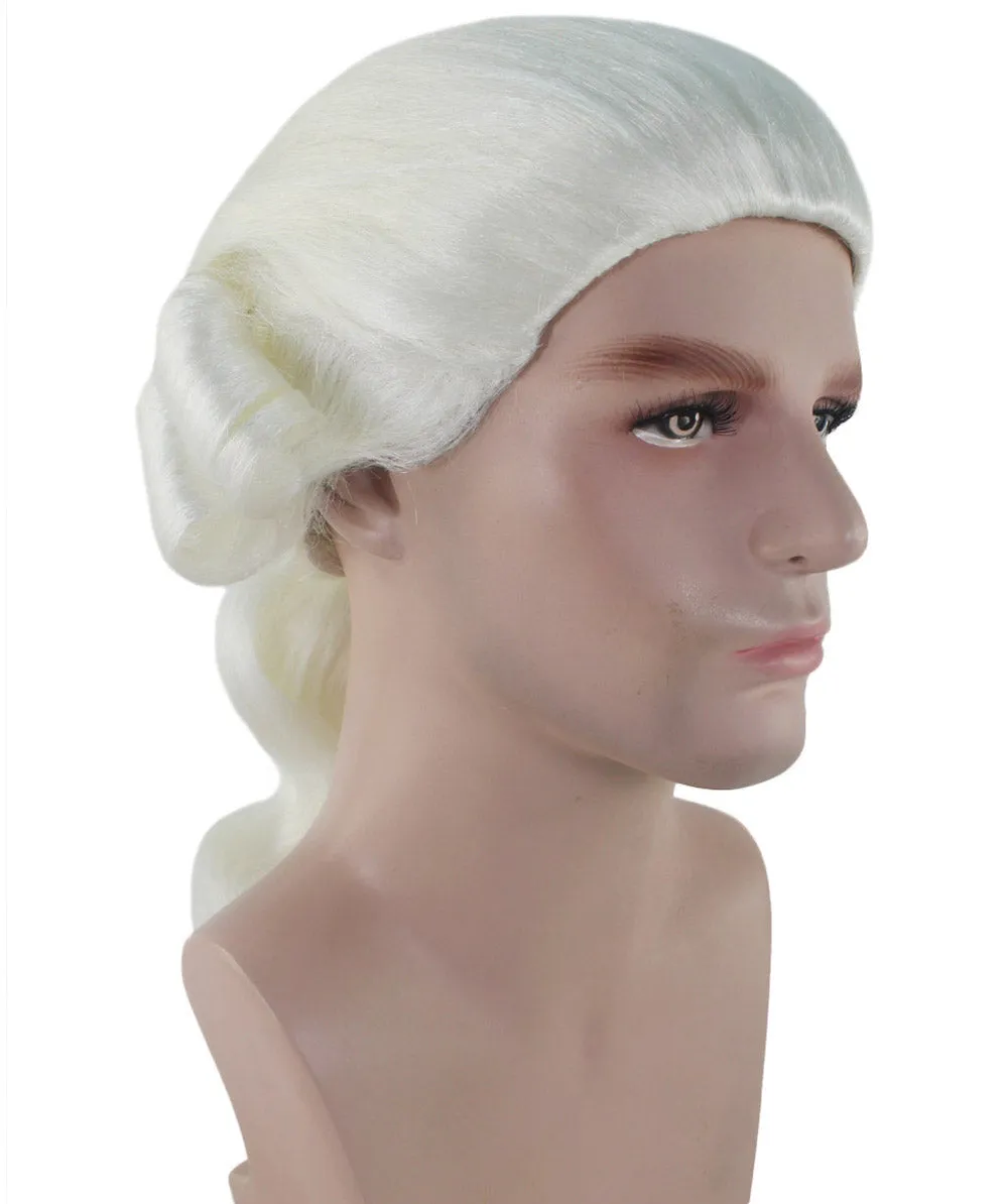 Mens Colonial Judge White Historical Wigs | Premium Breathable Capless Cap