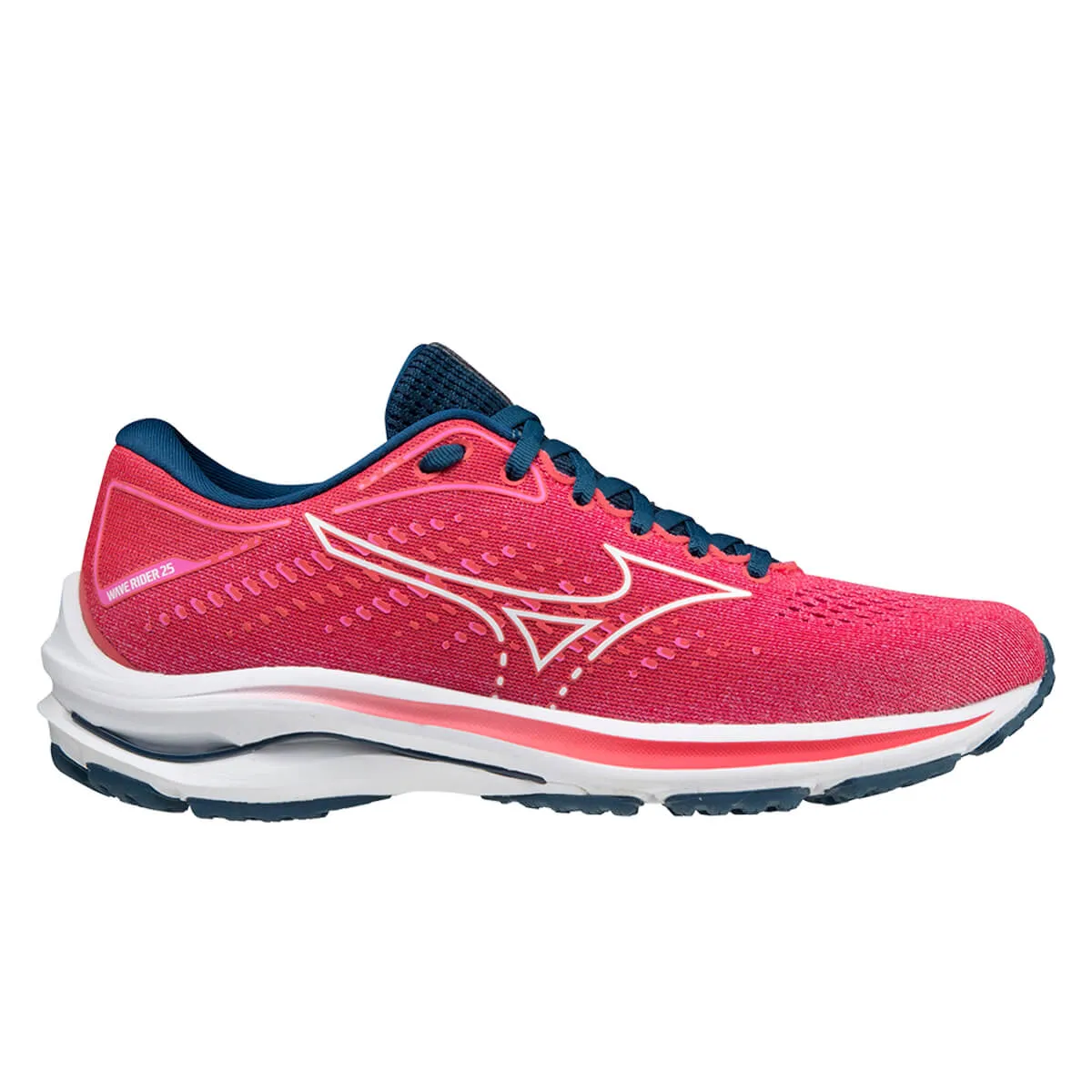 Mizuno Wave Rider 25 Womens | Phloxpink/wht/gsea