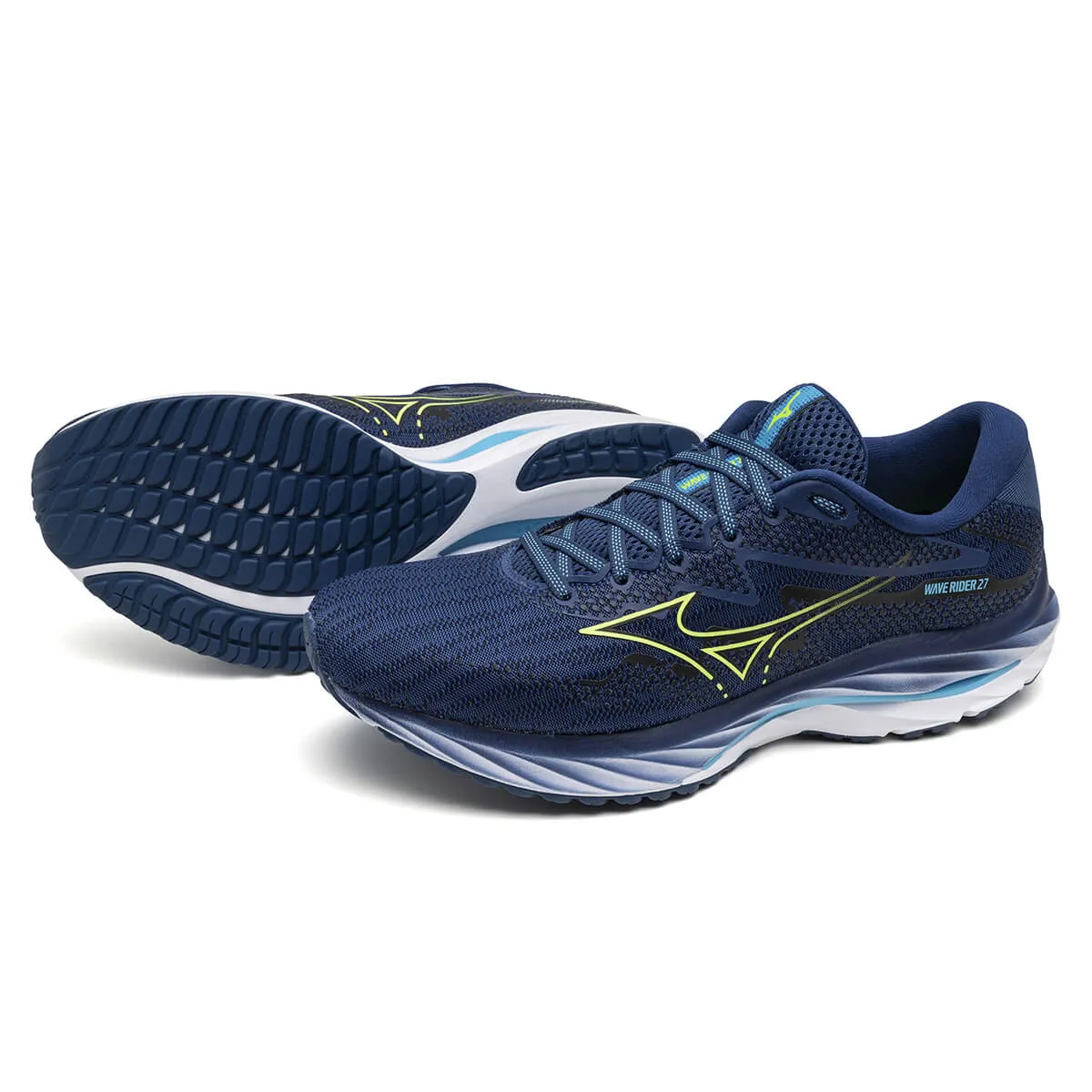 Mizuno Wave Rider 27 Mens | Navy Peony/sharp Green/swim Ca