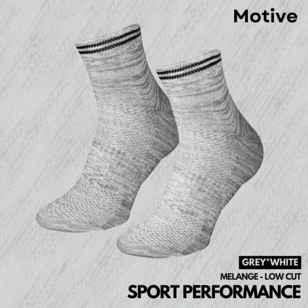 Motive Sock Sport Performance Melange Low Cut - White/Gray