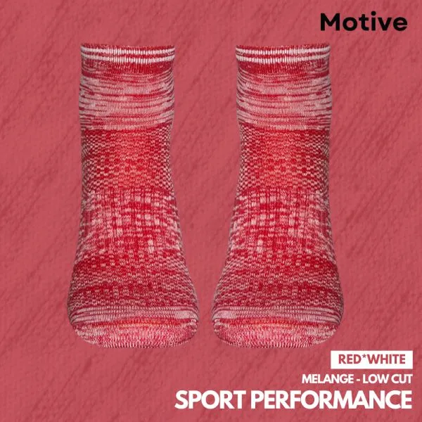 Motive Sock Sport Performance Melange Low Cut - White/Red