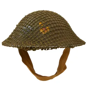 Original British WWII Brodie MkII Steel Helmet Complete with Regiment Unit Tactical Flash and Helmet Net - Size 7 ¼