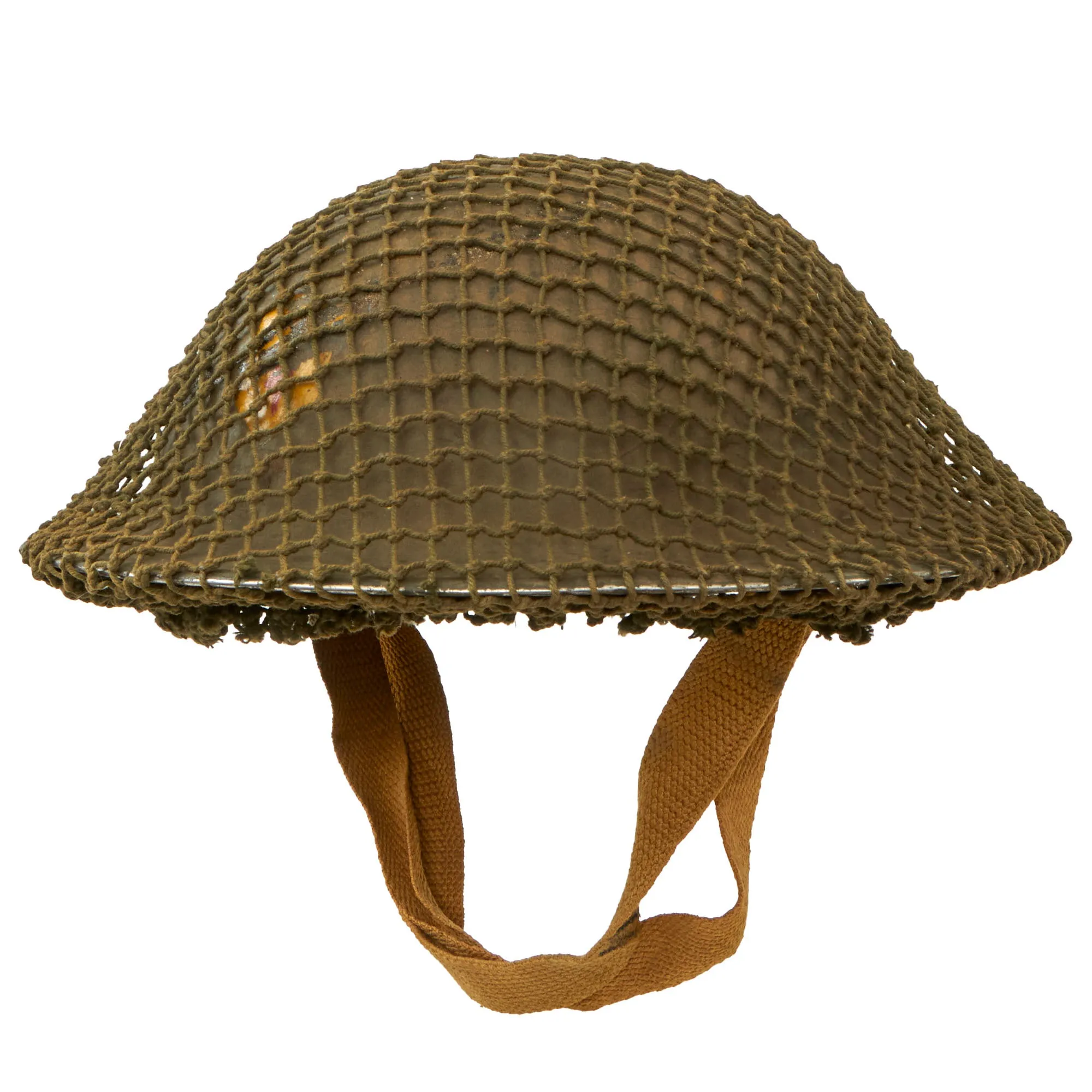 Original British WWII Brodie MkII Steel Helmet Complete with Regiment Unit Tactical Flash and Helmet Net - Size 7 ¼