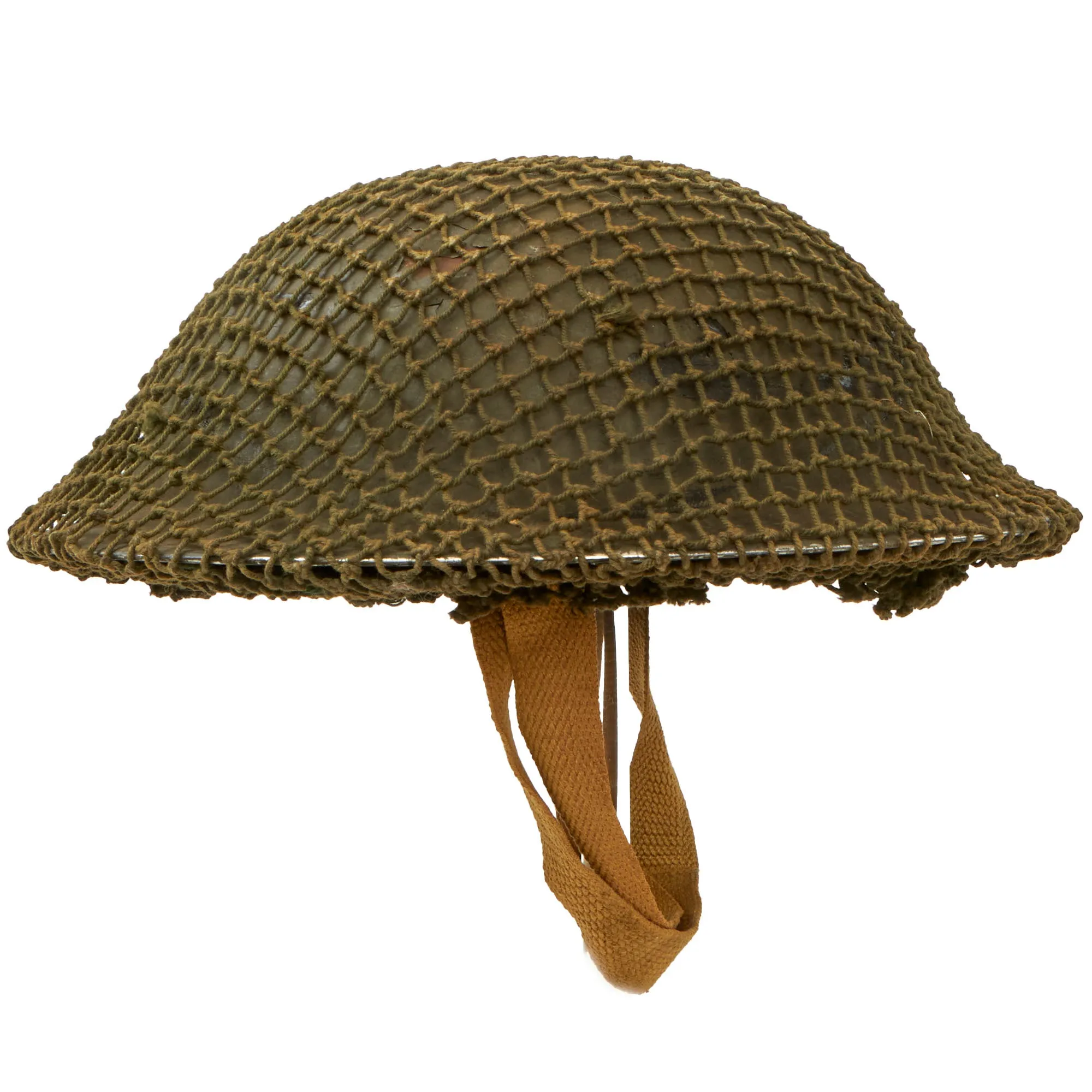 Original British WWII Brodie MkII Steel Helmet Complete with Regiment Unit Tactical Flash and Helmet Net - Size 7 ¼