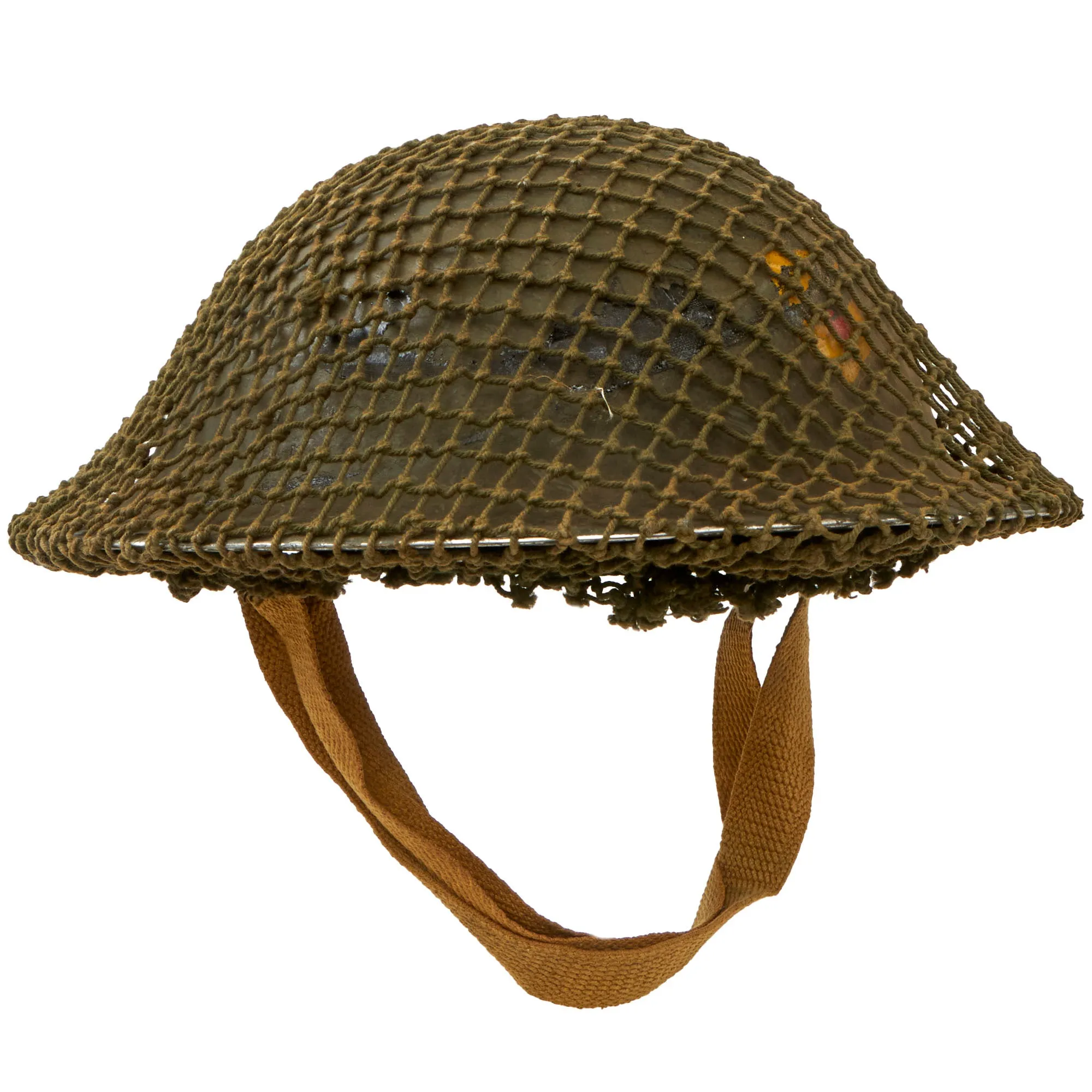 Original British WWII Brodie MkII Steel Helmet Complete with Regiment Unit Tactical Flash and Helmet Net - Size 7 ¼