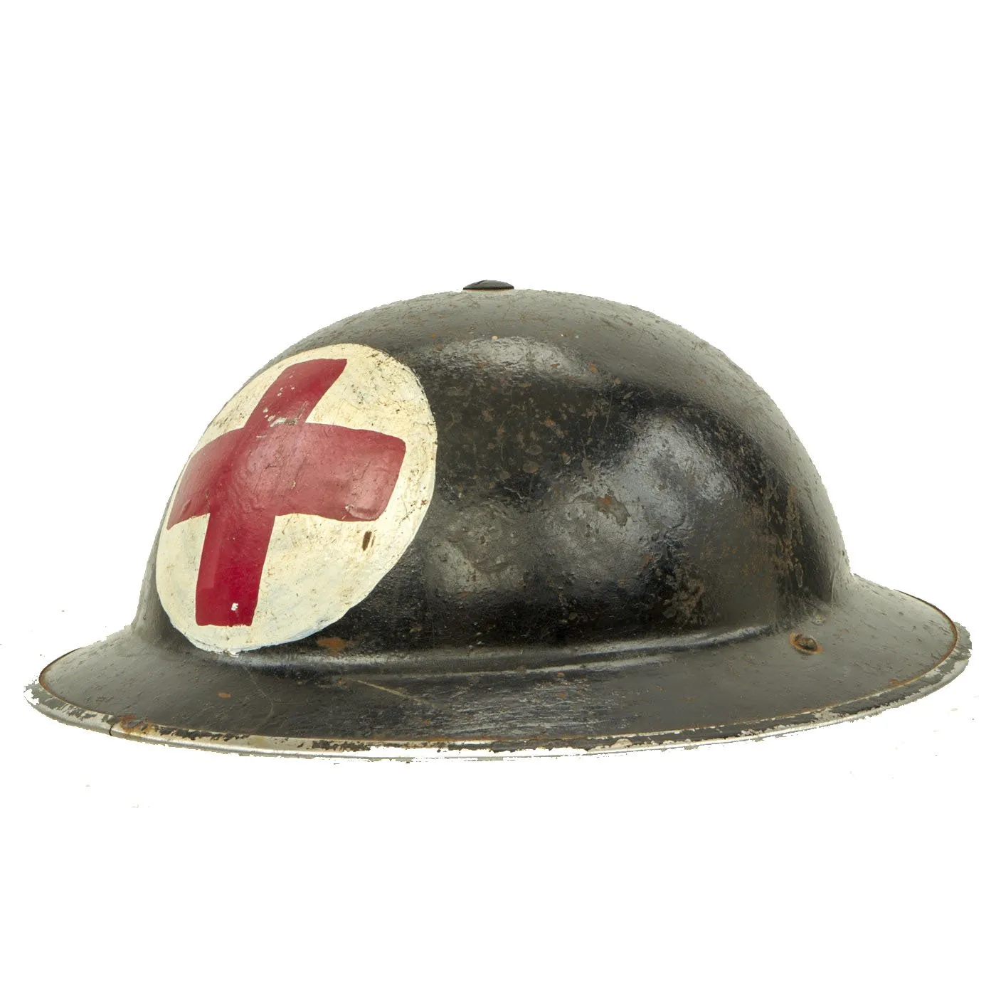 Original British WWII First Aid Post Medic Brodie MkII Steel Helmet - Dated 1945