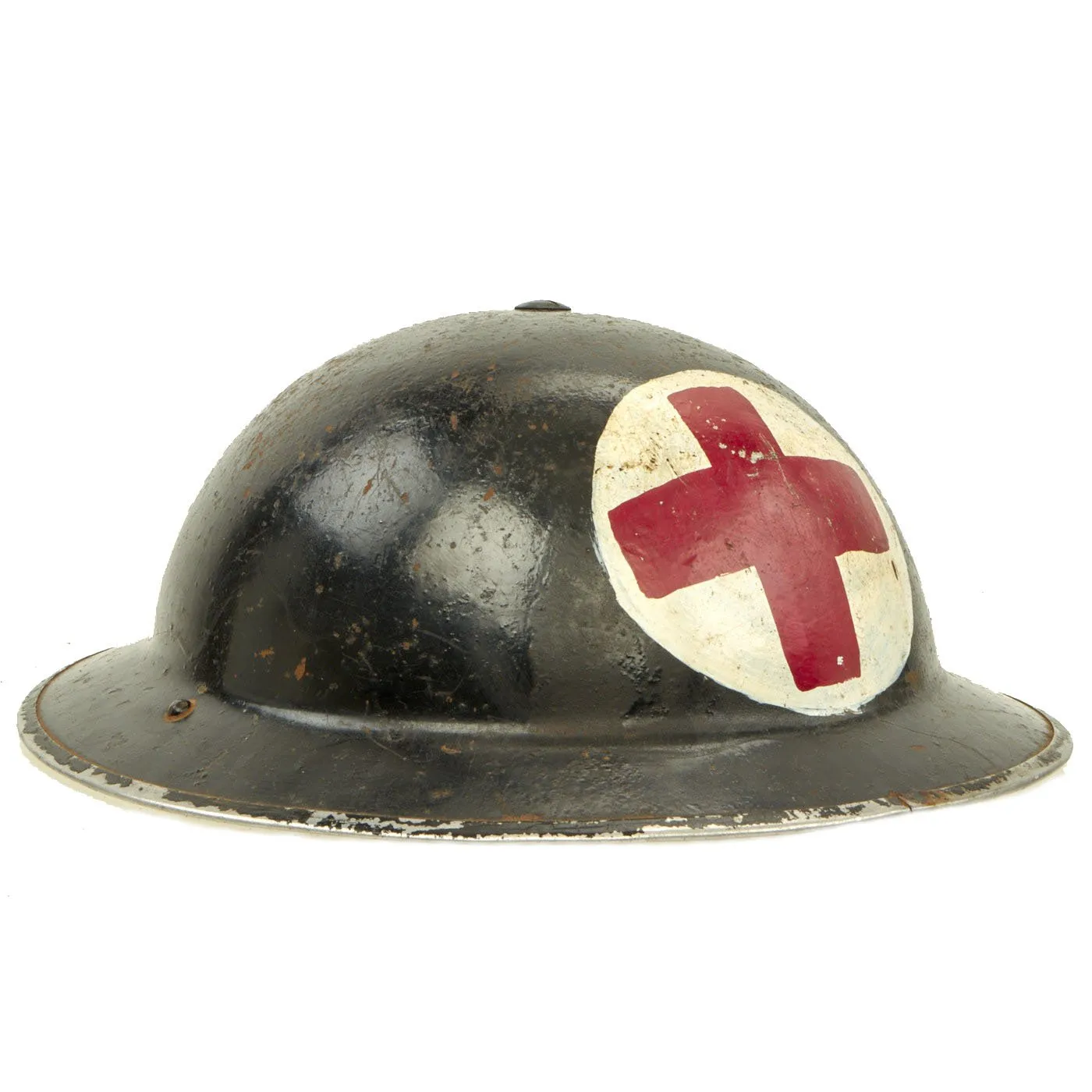 Original British WWII First Aid Post Medic Brodie MkII Steel Helmet - Dated 1945