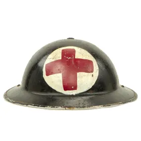 Original British WWII First Aid Post Medic Brodie MkII Steel Helmet - Dated 1945