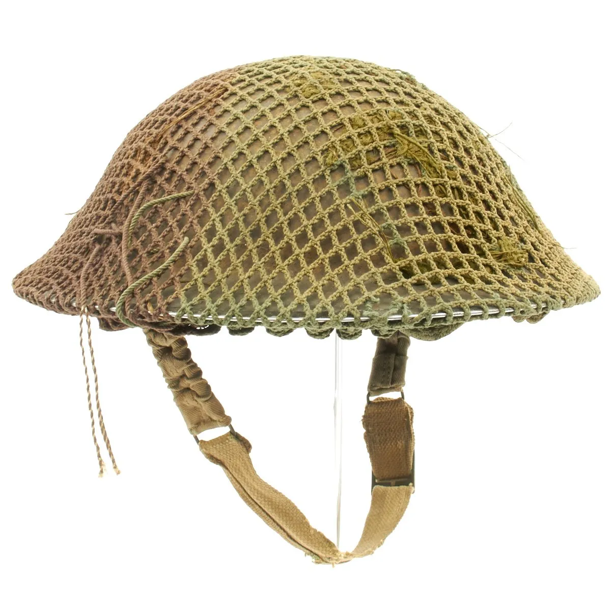 Original British WWII MkII Brodie Steel Helmet with Dual Color Helmet Net - Dated 1939