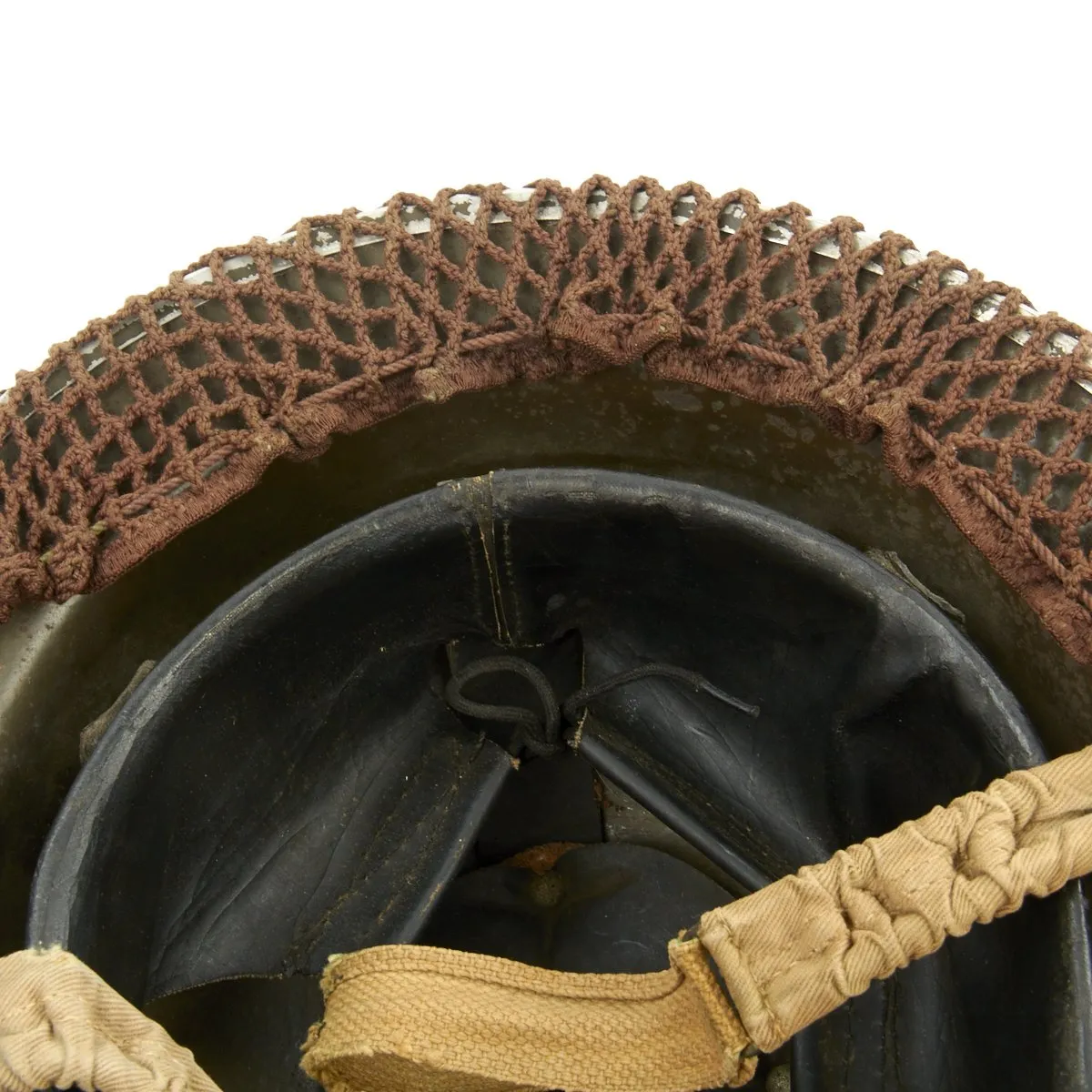 Original British WWII MkII Brodie Steel Helmet with Dual Color Helmet Net - Dated 1939