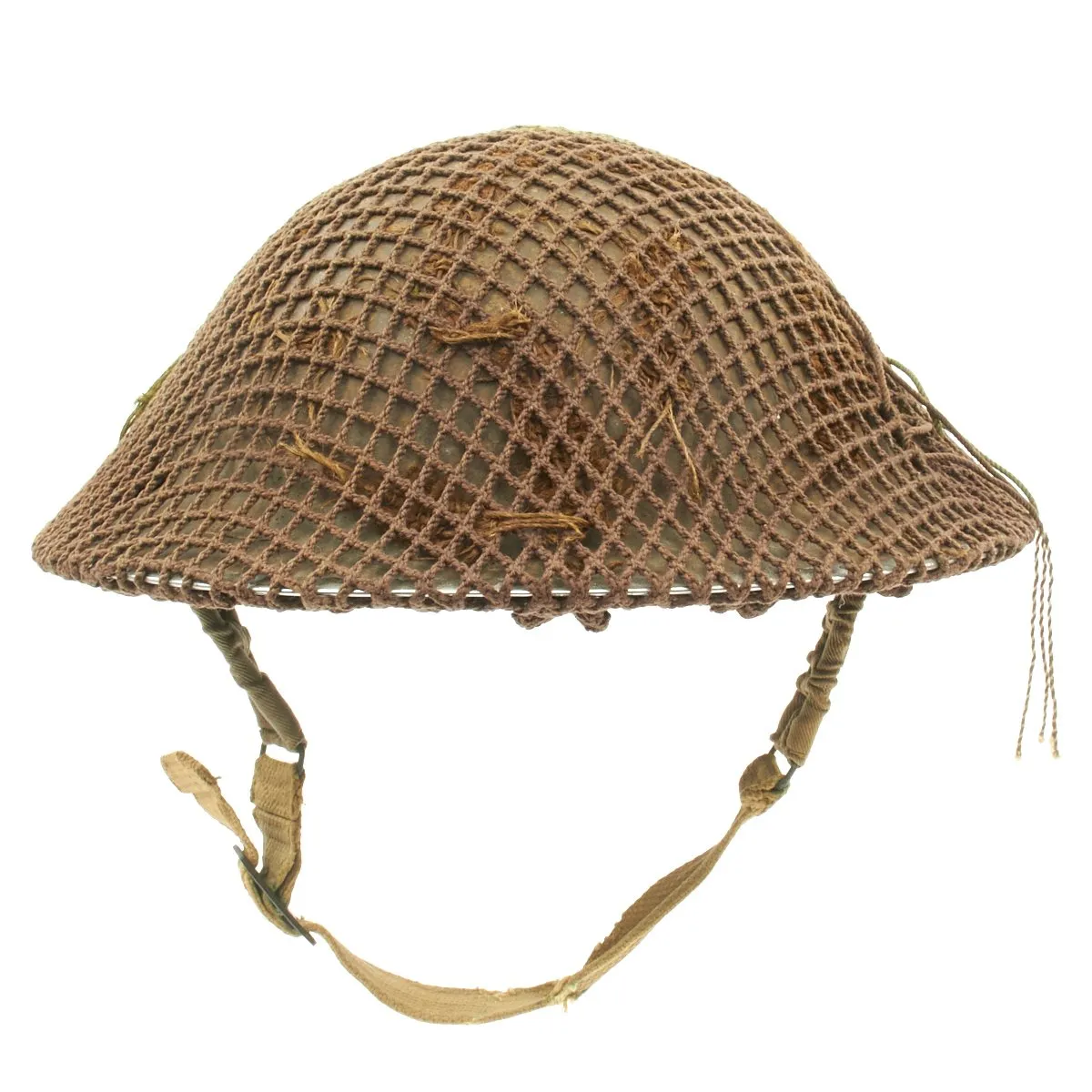 Original British WWII MkII Brodie Steel Helmet with Dual Color Helmet Net - Dated 1939