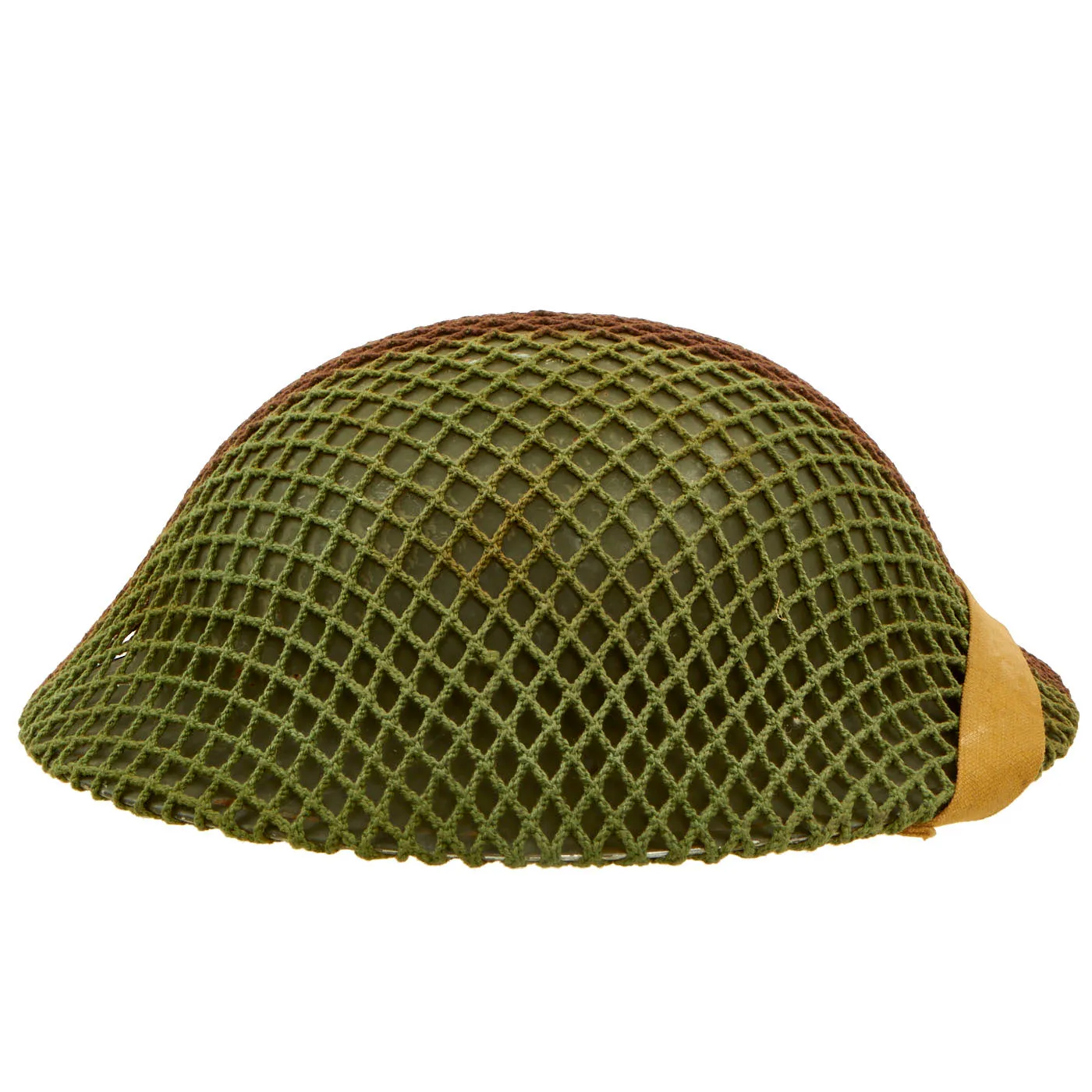 Original Canadian WWII MkII Brodie Steel Helmet with Dual Color Helmet Net and Field Dressing - Dated 1941