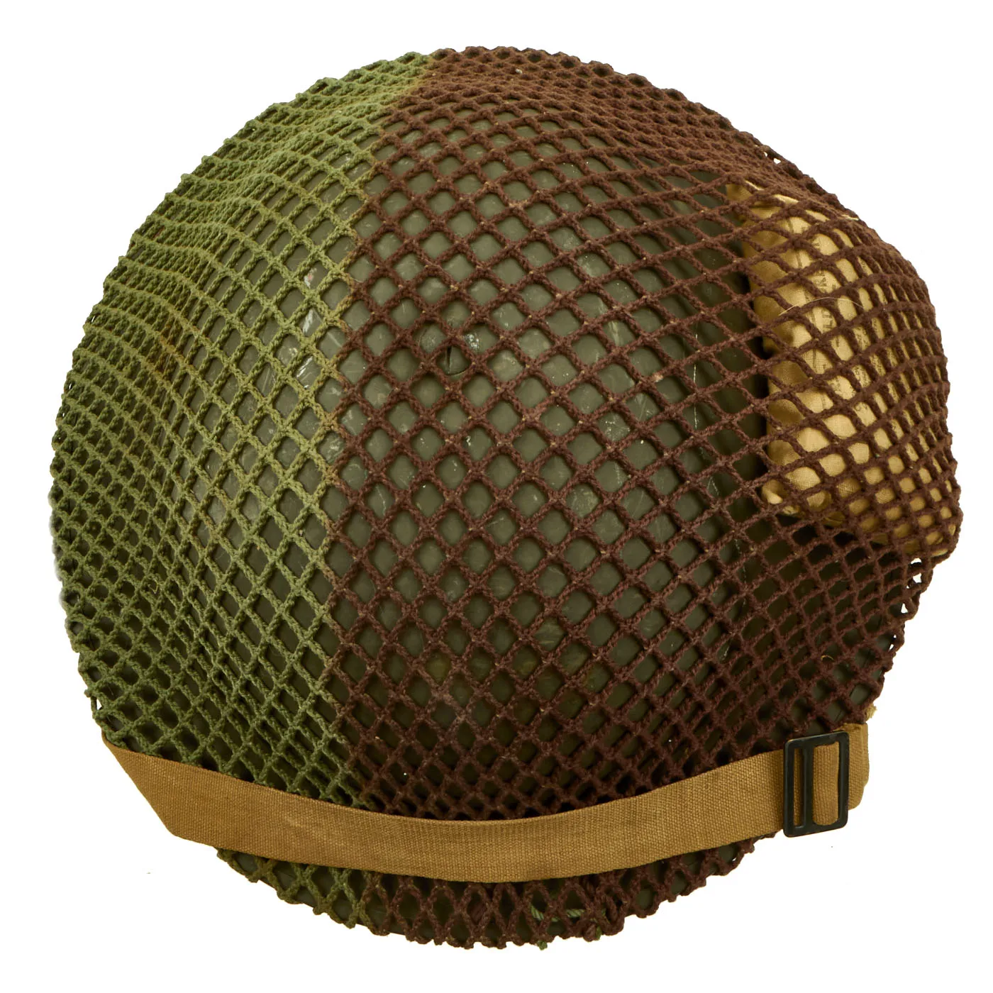 Original Canadian WWII MkII Brodie Steel Helmet with Dual Color Helmet Net and Field Dressing - Dated 1941