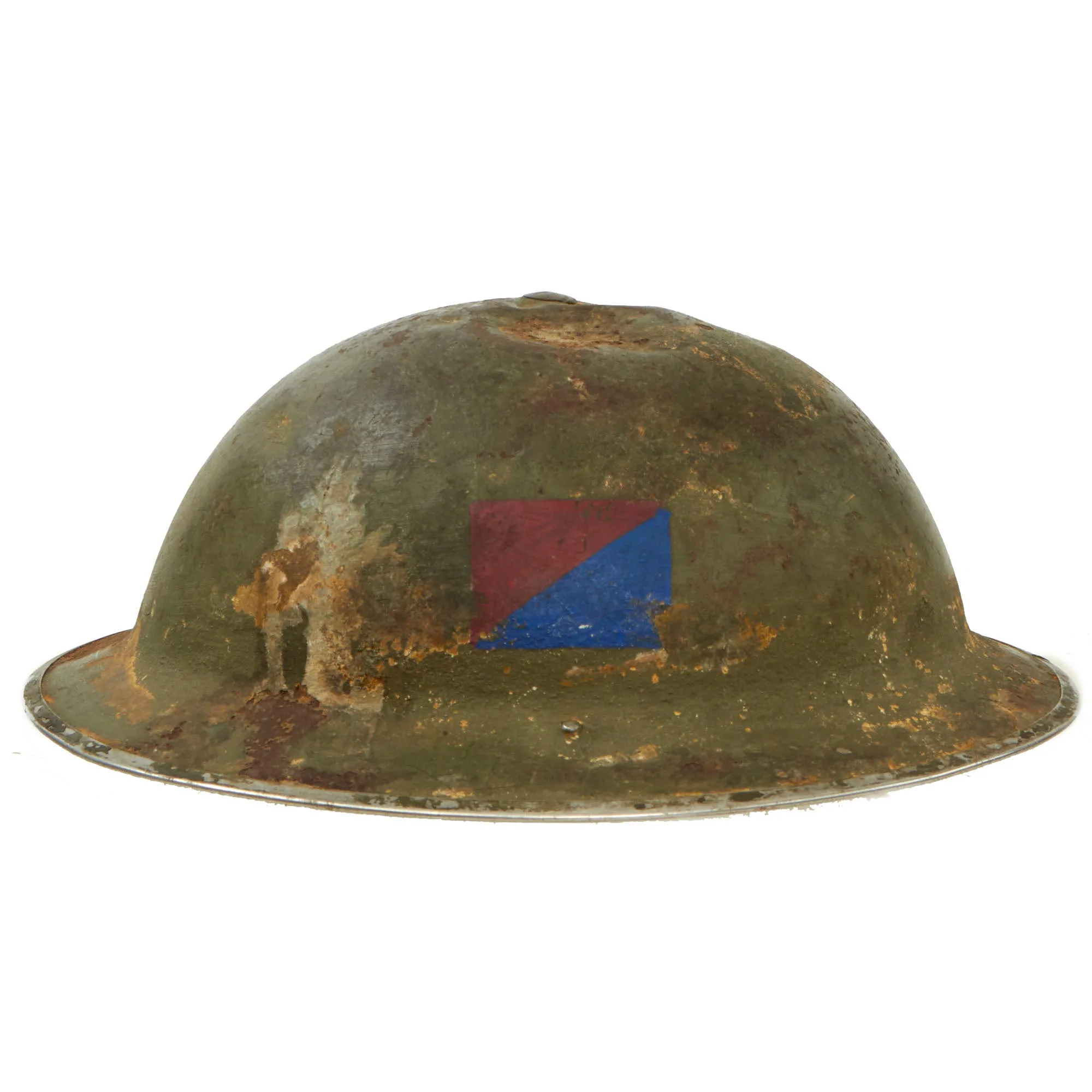 Original Canadian WWII Named Brodie MkII Steel Helmet with Painted 6th Canadian Infantry Division Unit Flash