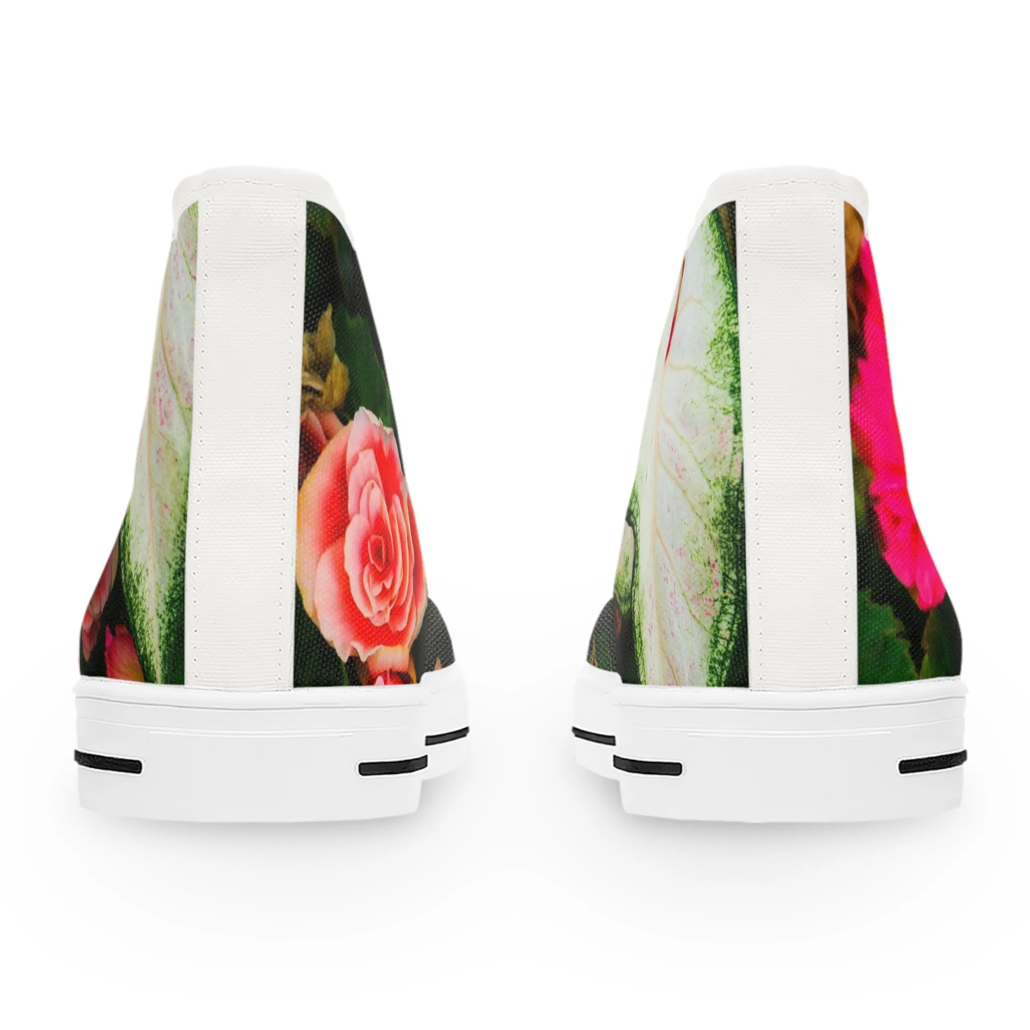 Red Floral Women's High Top Sneakers AOP