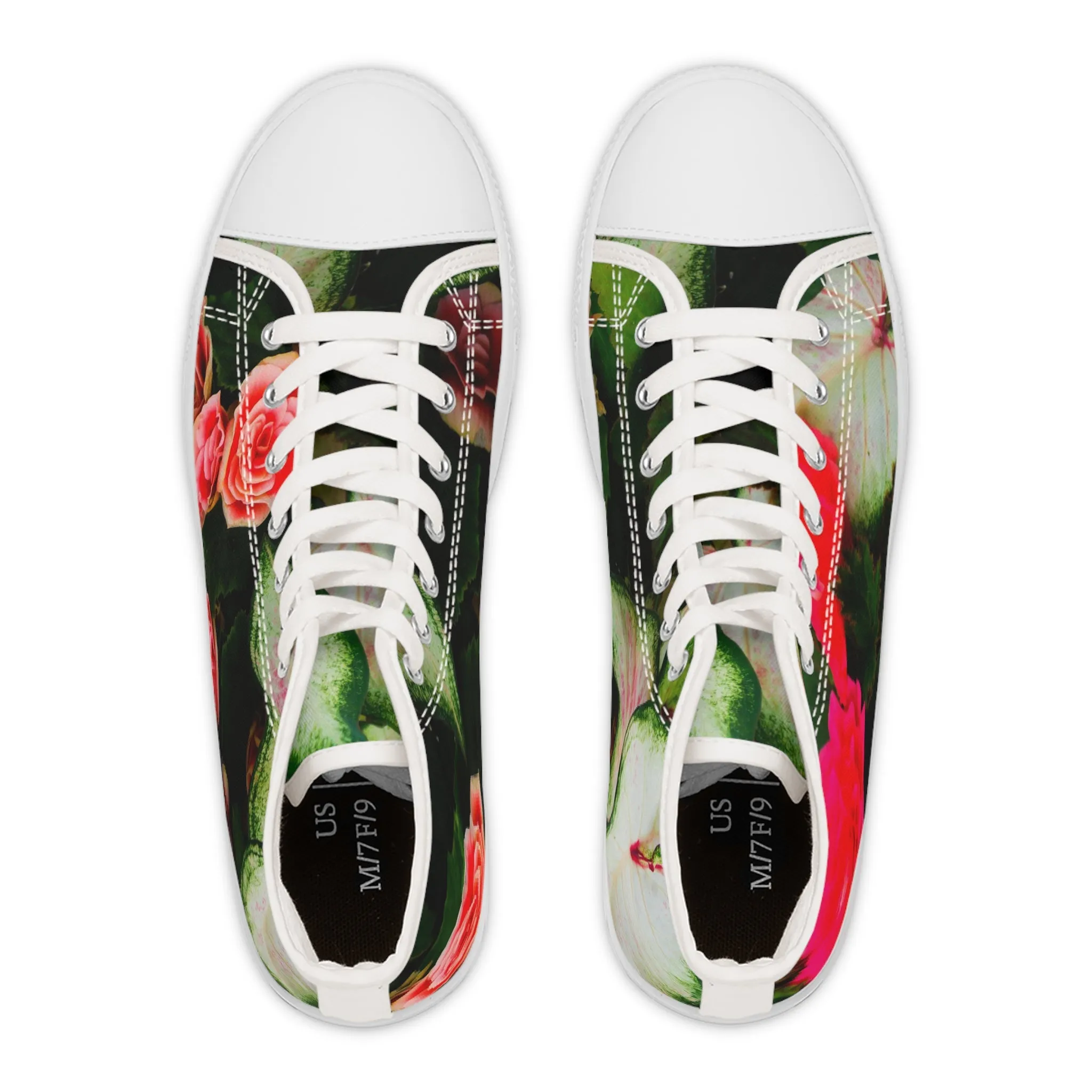 Red Floral Women's High Top Sneakers AOP