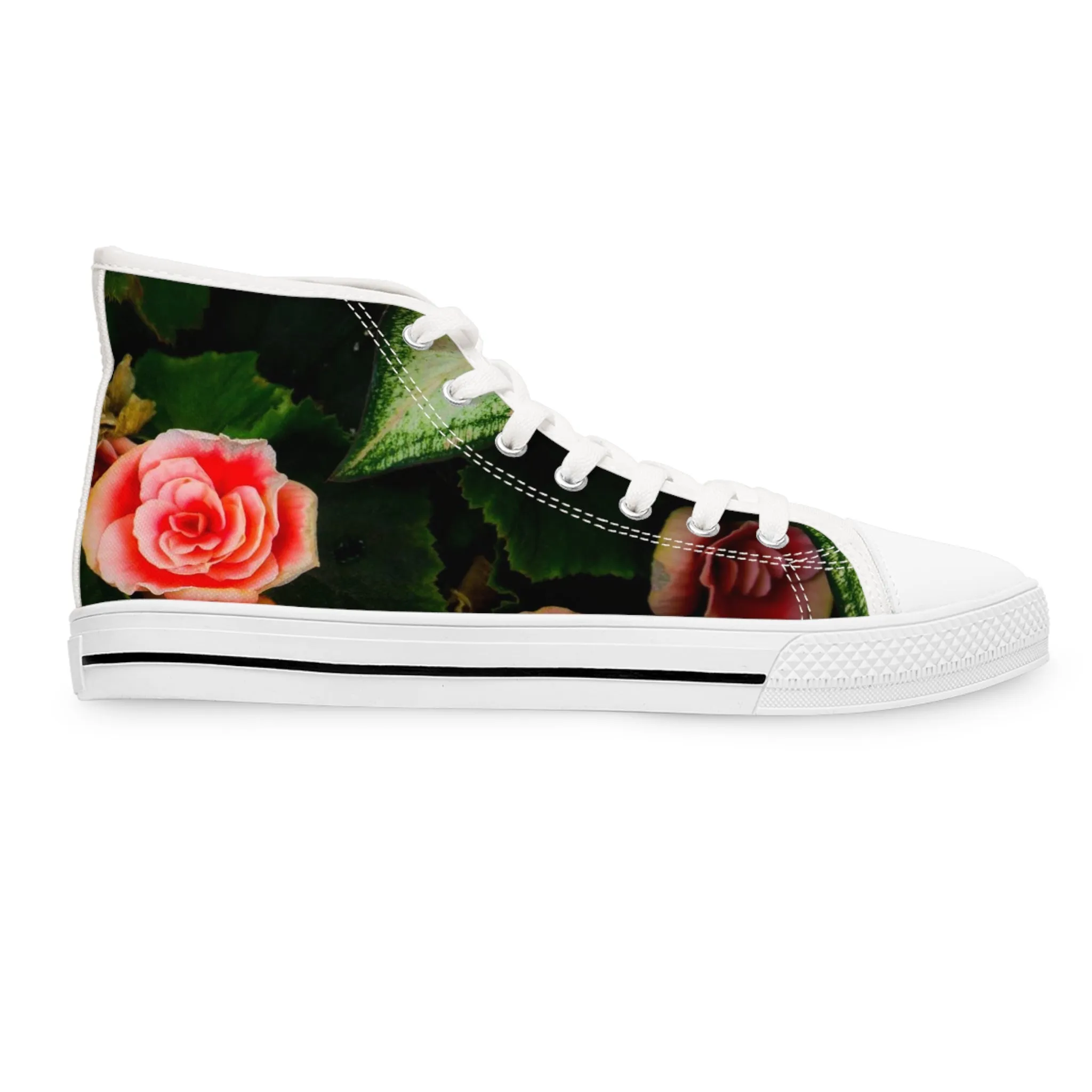 Red Floral Women's High Top Sneakers AOP