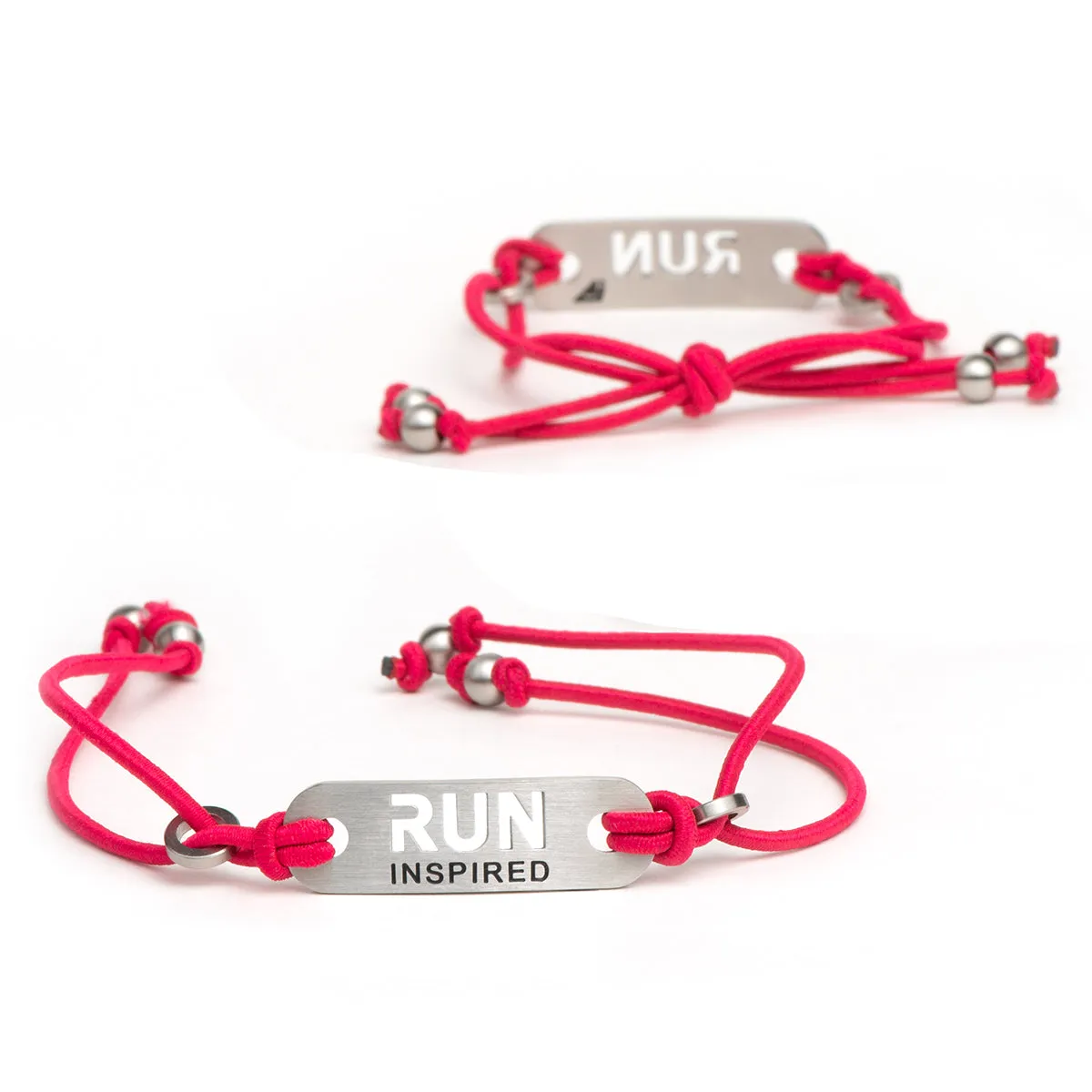 RUN INSPIRED Running Bracelet - Adjustable Pink or Black Stretch