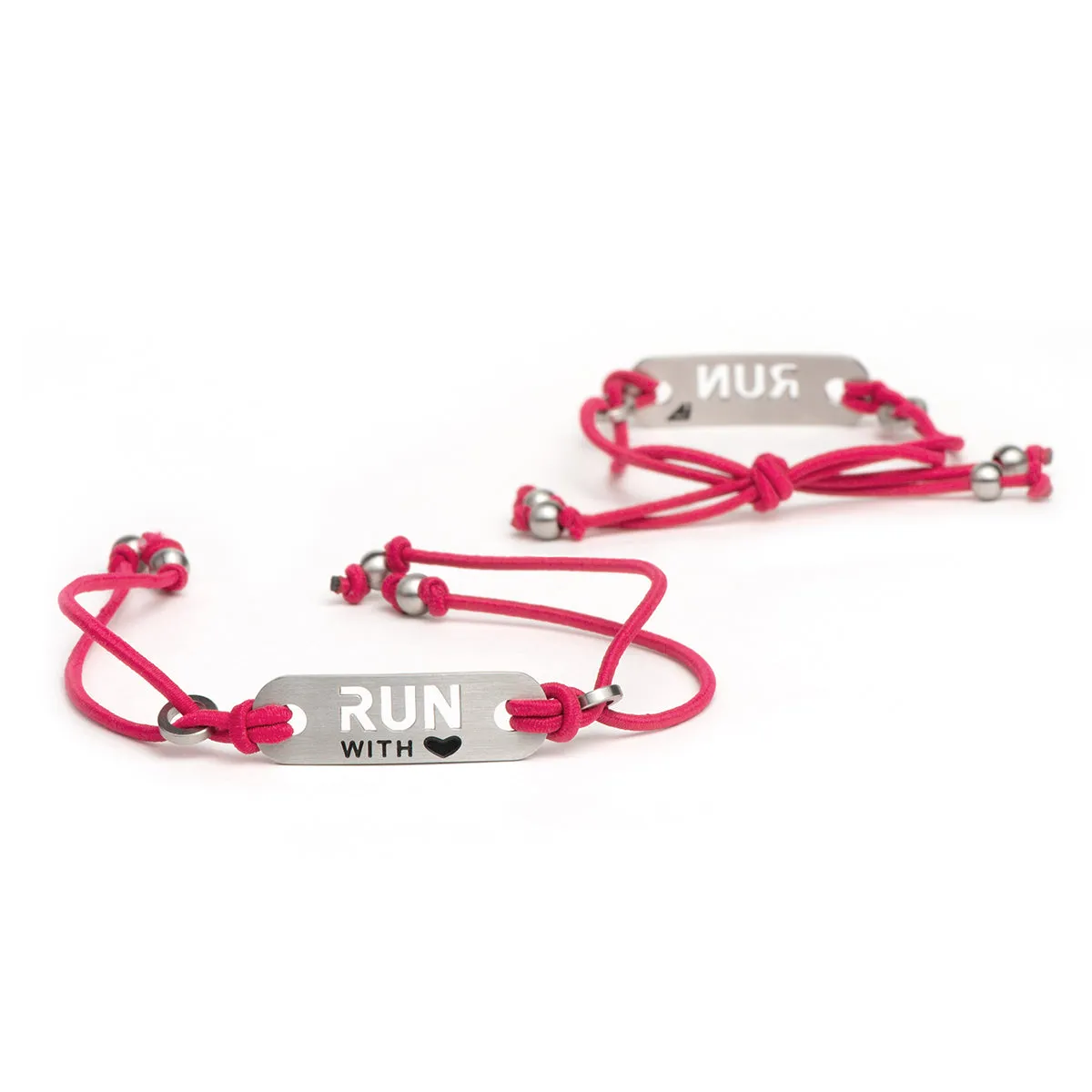 RUN with Heart Running Bracelet - Adjustable Stretch - Black or Pink