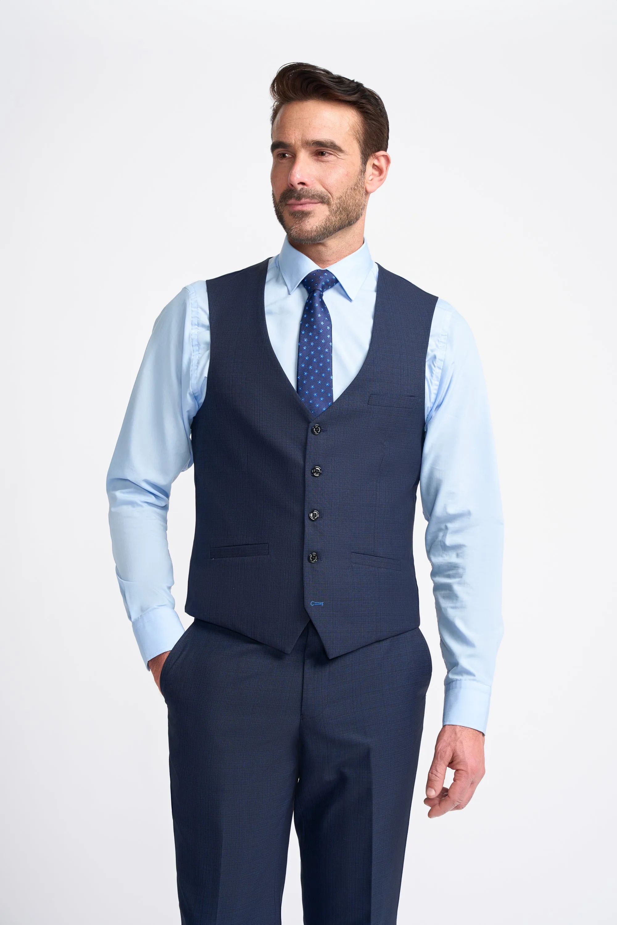 Seeba Navy Long Three Piece Suit