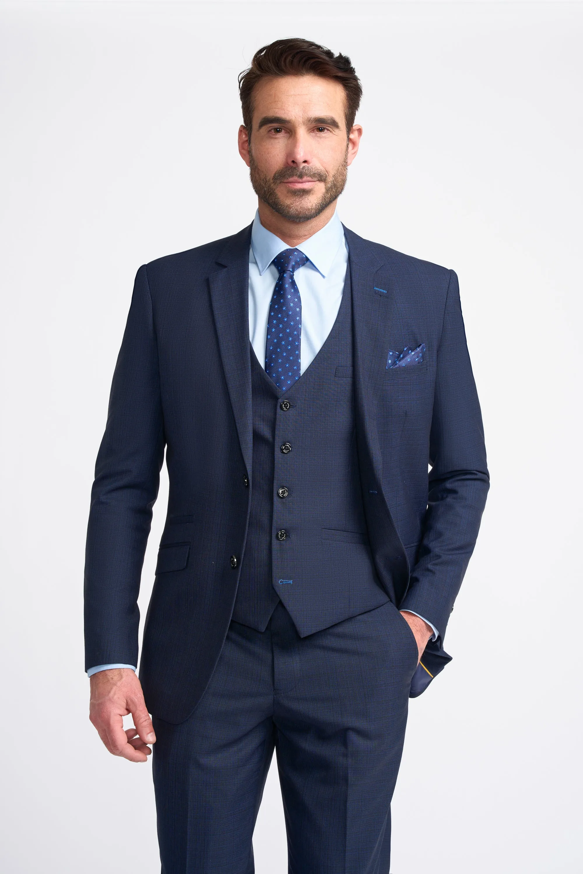 Seeba Navy Long Three Piece Suit