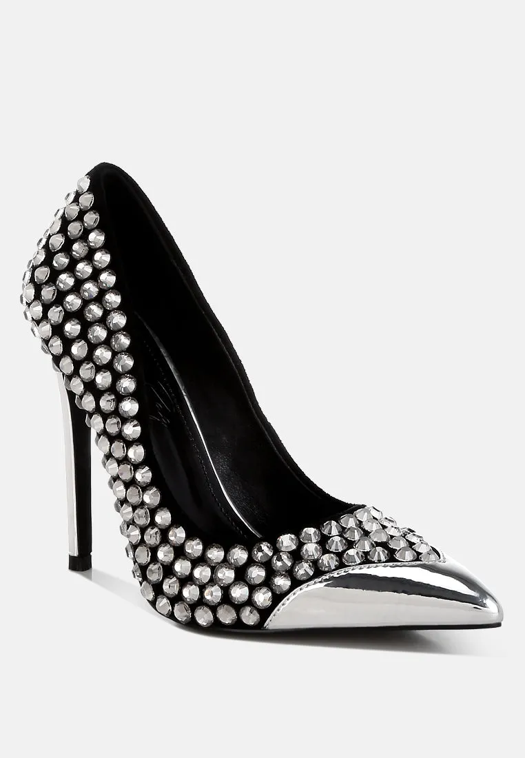 Super Fan Diamante Embellished Stiletto Pumps