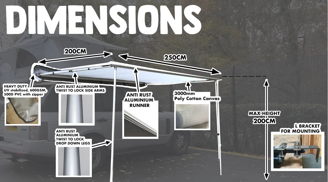 Ventura Deluxe 1.4 Roof Top Tent   Annex   Side Awning