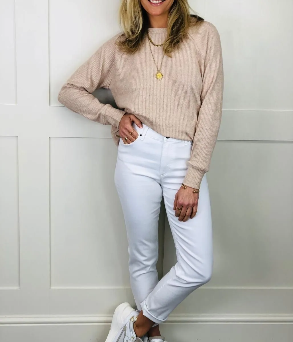 White Relaxed Slim Ankle Grazer Jeans