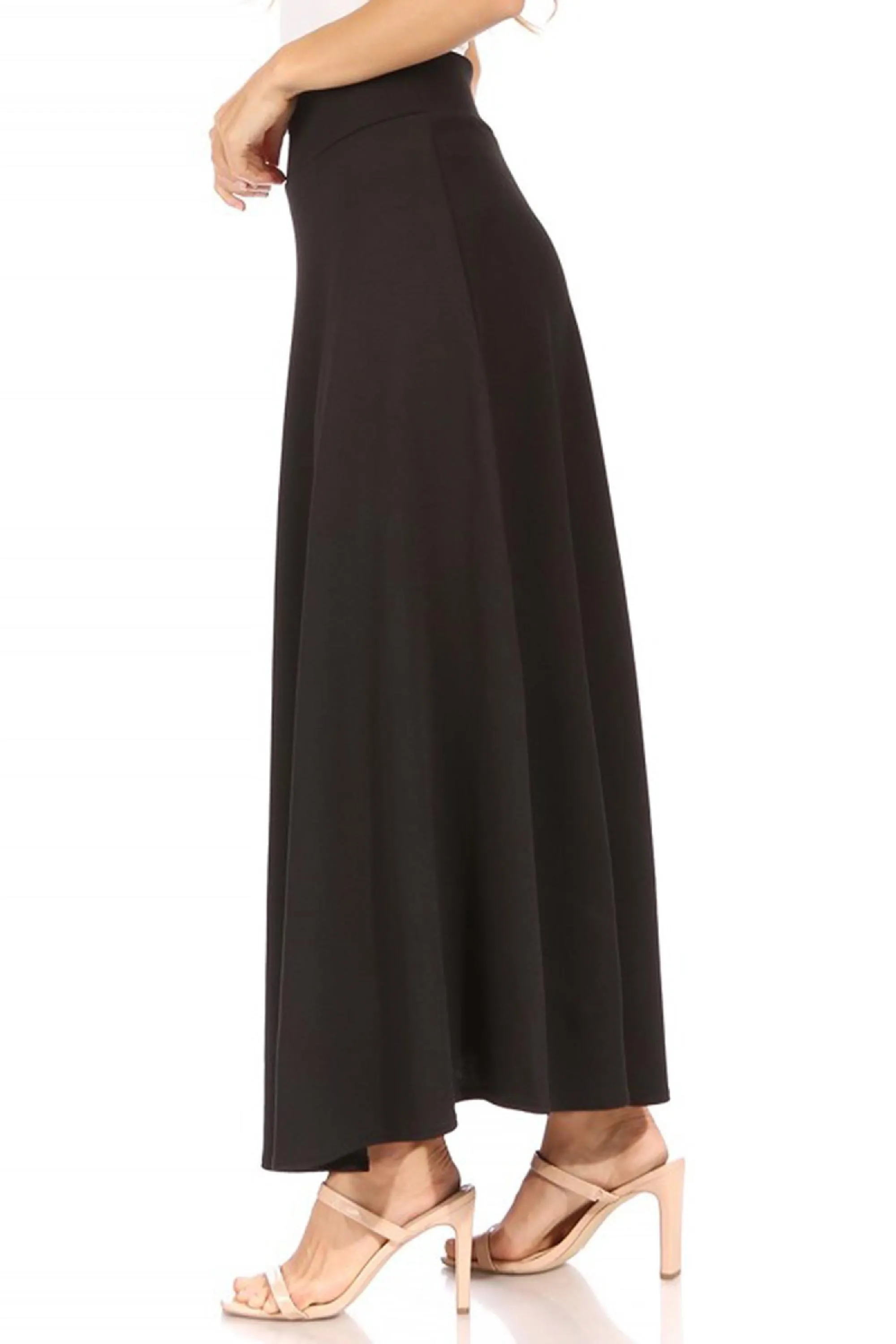 Women's Casual Solid Flare A-line Long Skirt