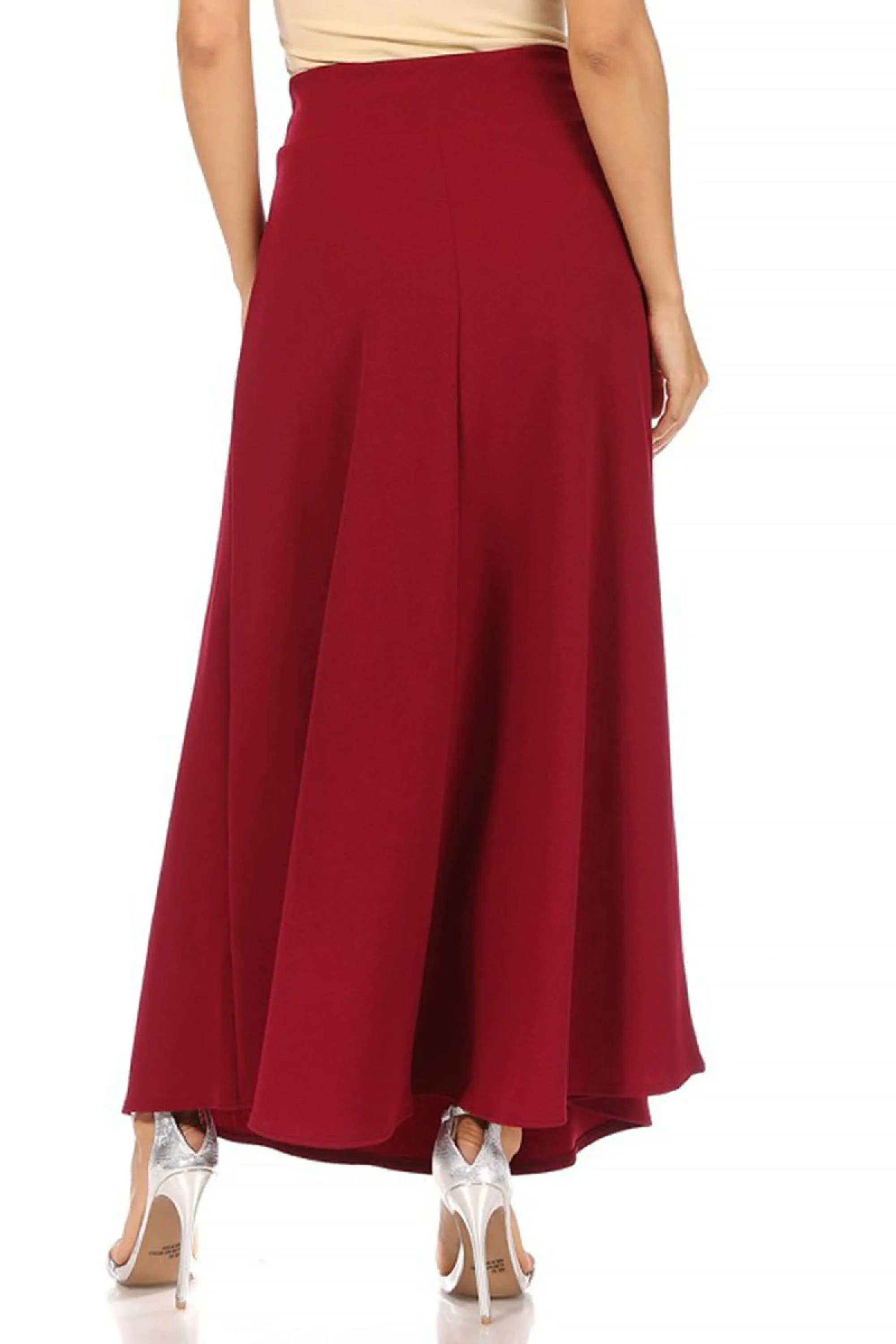 Women's Casual Solid Flare A-line Long Skirt