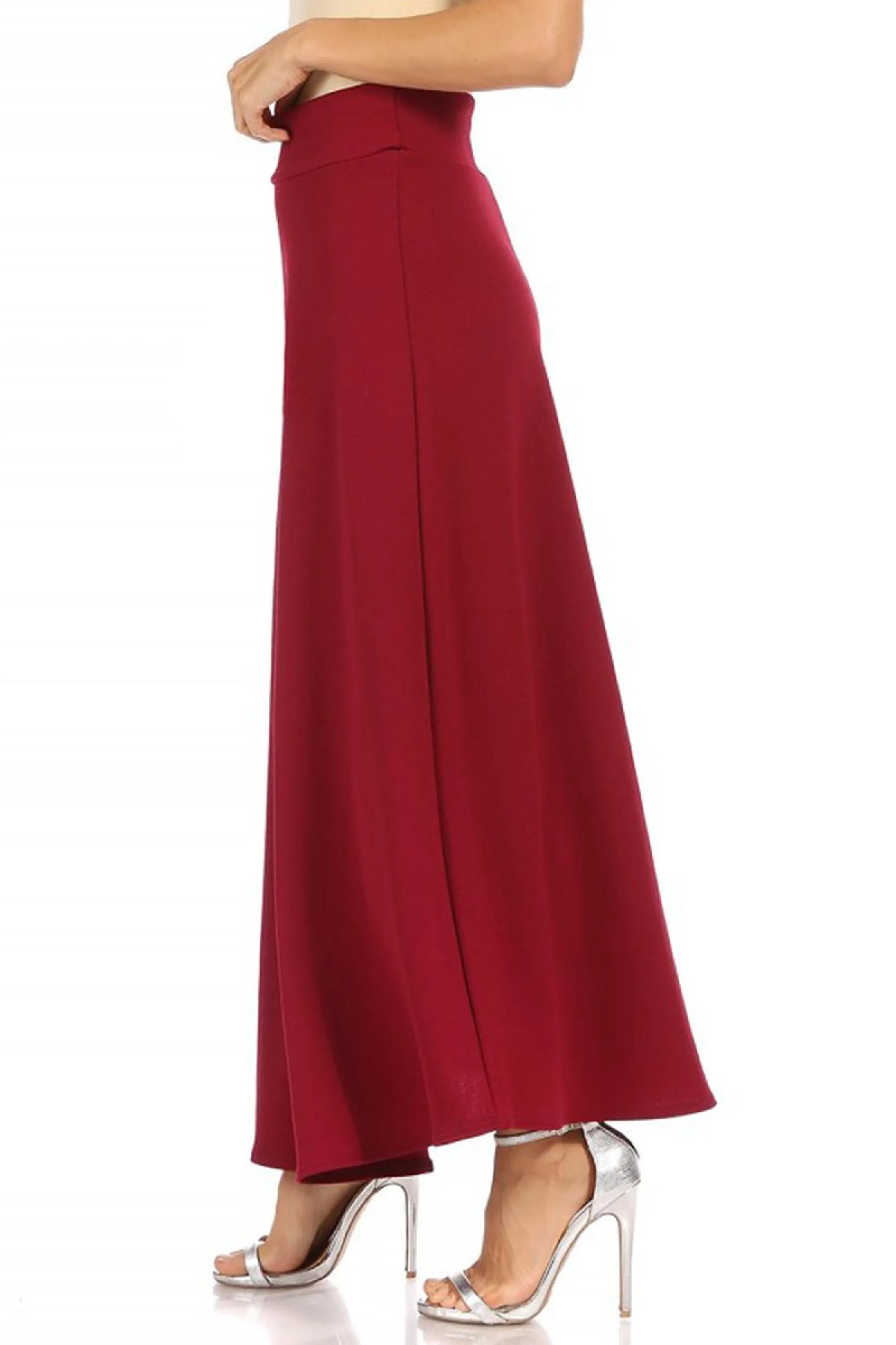 Women's Casual Solid Flare A-line Long Skirt