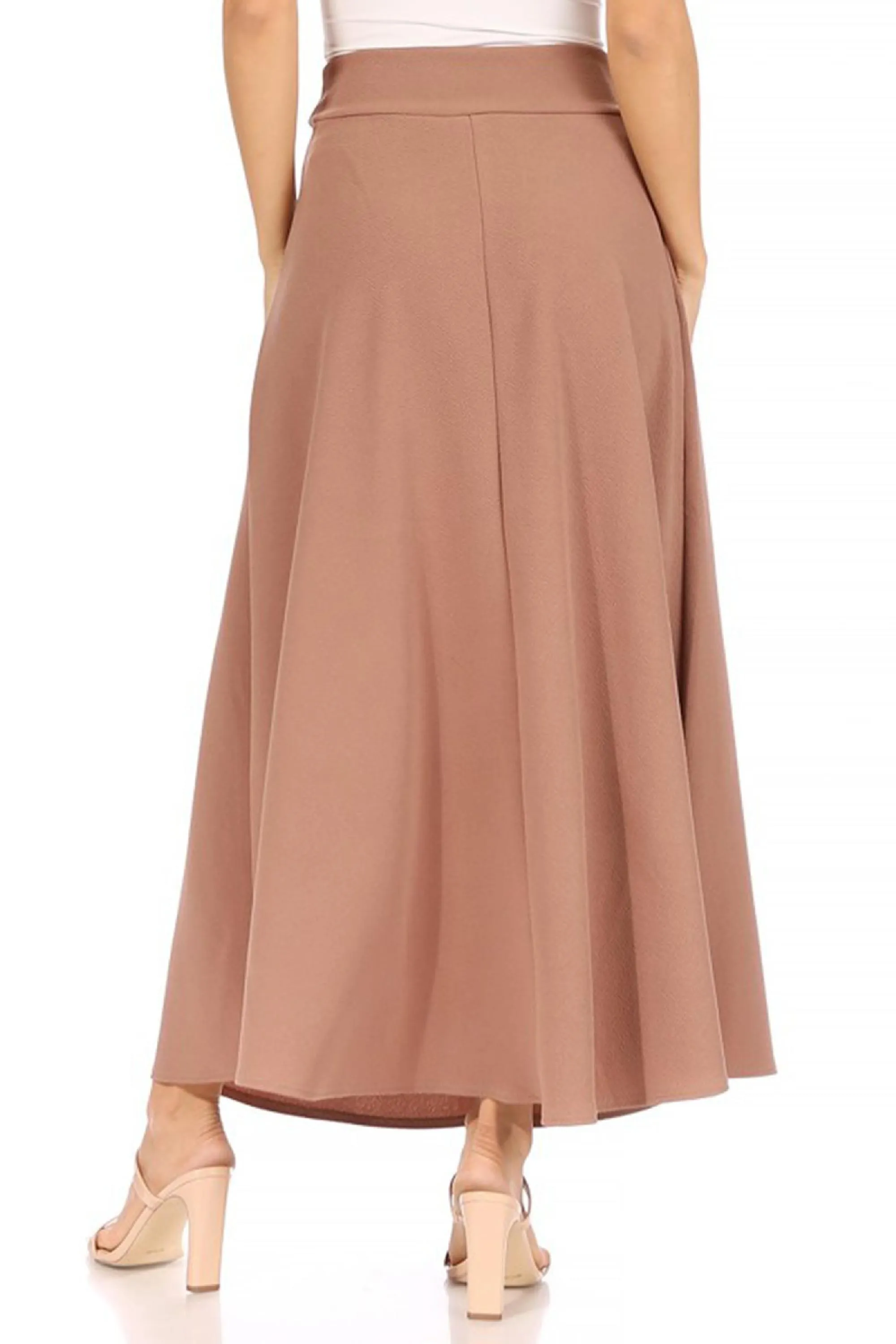 Women's Casual Solid Flare A-line Long Skirt