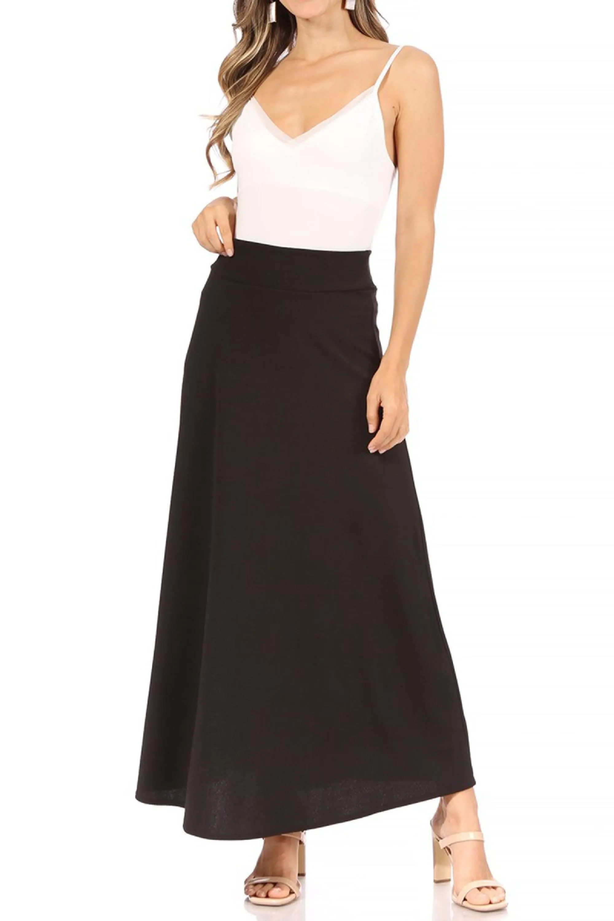 Women's Casual Solid Flare A-line Long Skirt